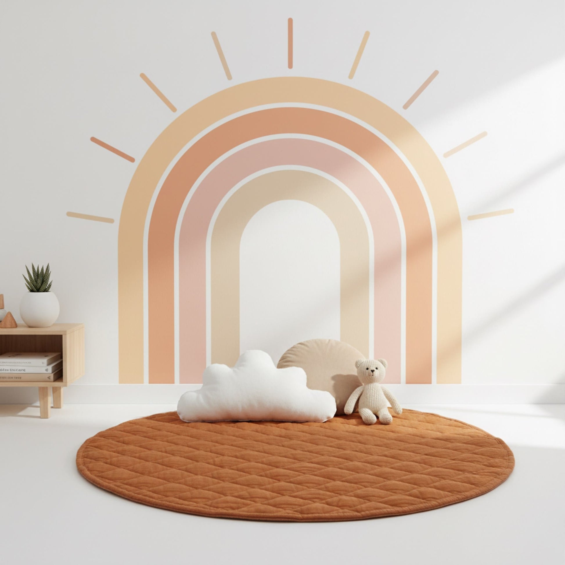 Linen Quilted Play Mat, Round Baby Play Mat