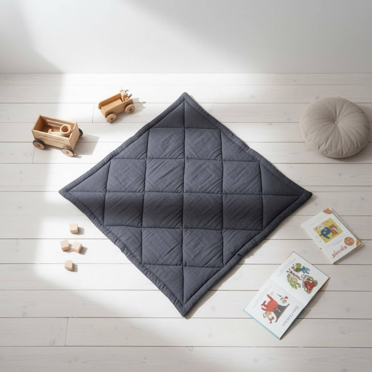 Linen Quilted Play Mat, Square Baby Play Mat