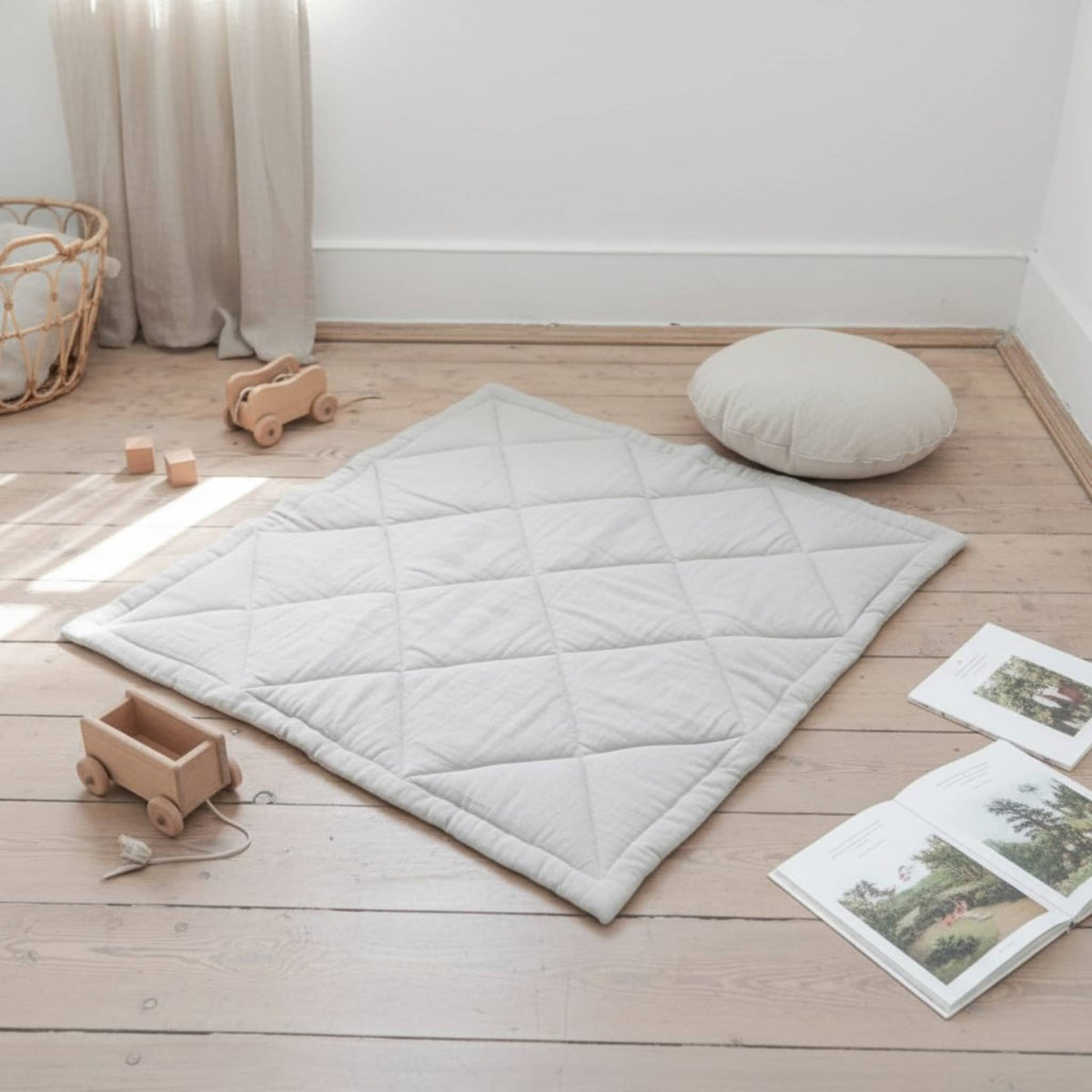 Linen Quilted Play Mat, Square Baby Play Mat