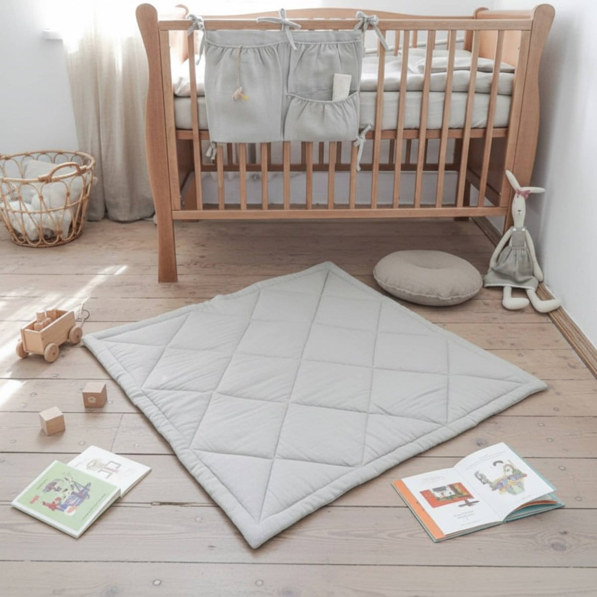 Linen Quilted Play Mat, Square Baby Play Mat