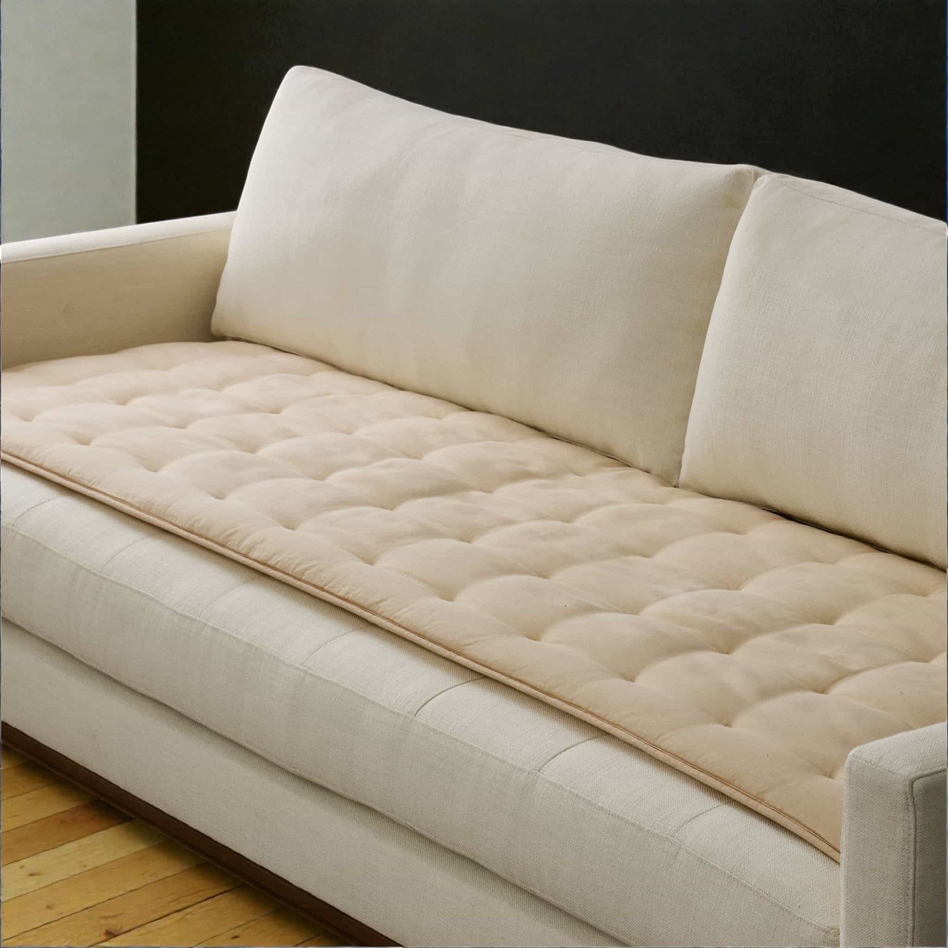 Linen Quilted Sofa Overlay, Sofa Seat Cushion