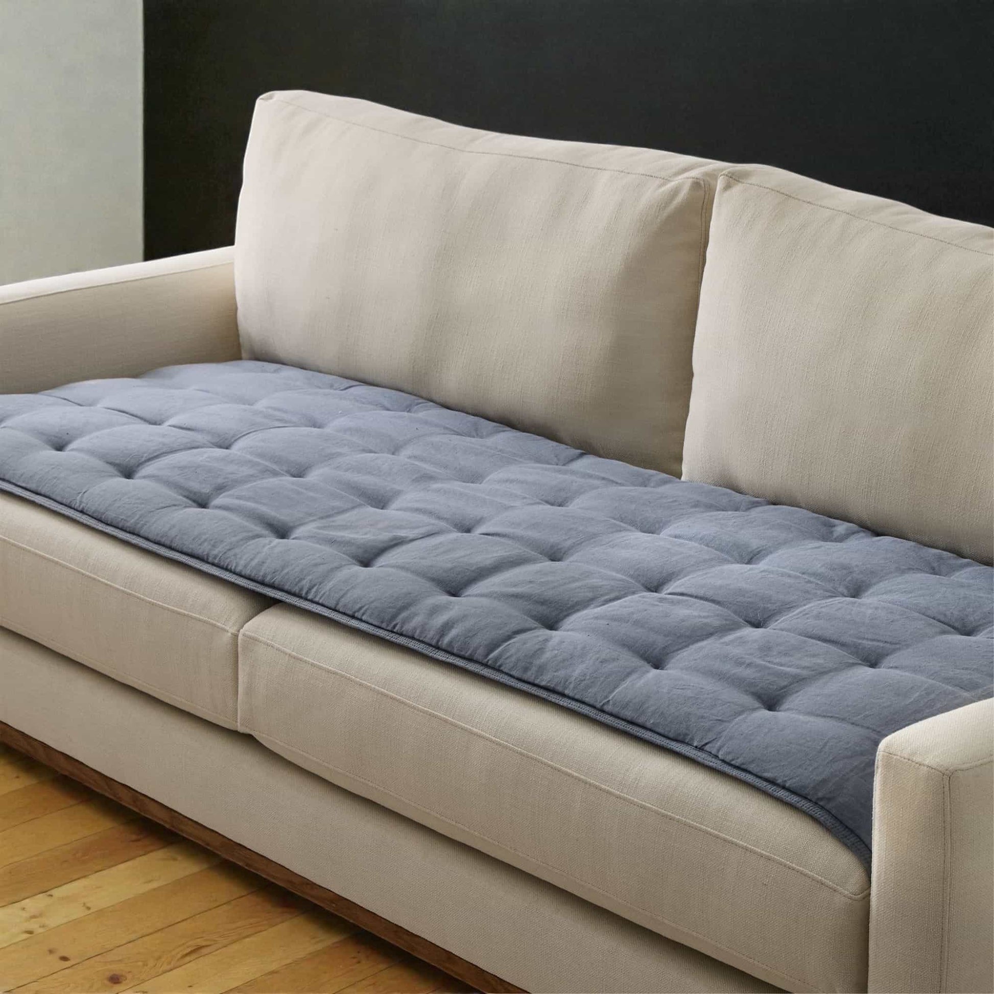 Linen Quilted Sofa Overlay, Sofa Seat Cushion