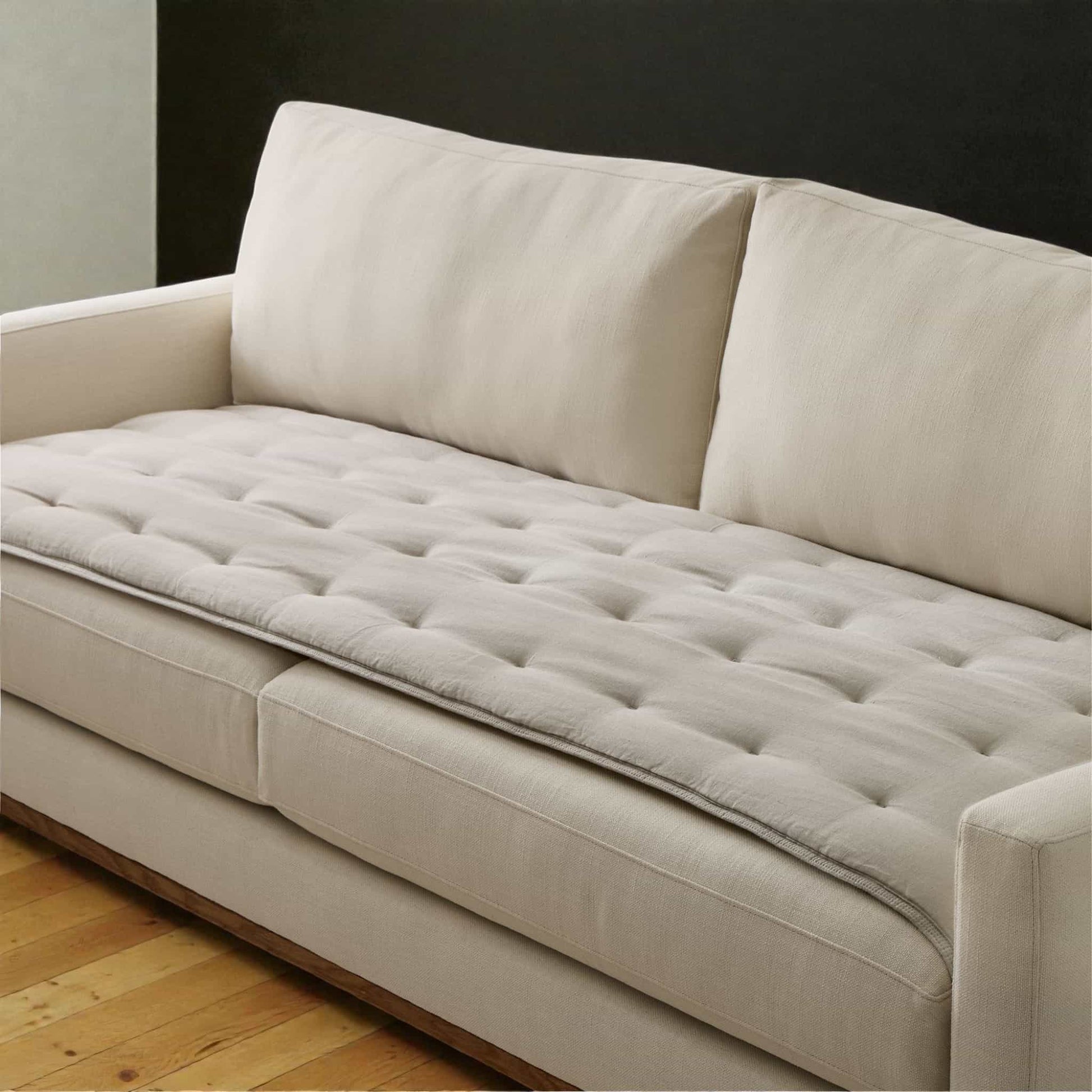 Linen Quilted Sofa Overlay, Sofa Seat Cushion