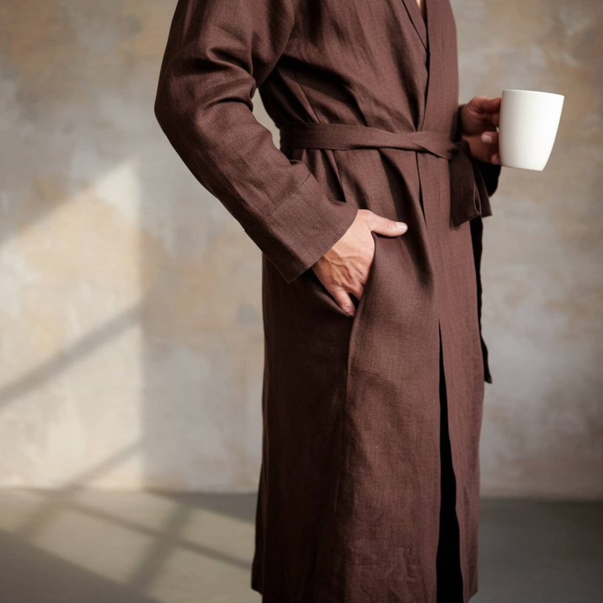 Linen Robe Mens, Long Bathrobe Linen