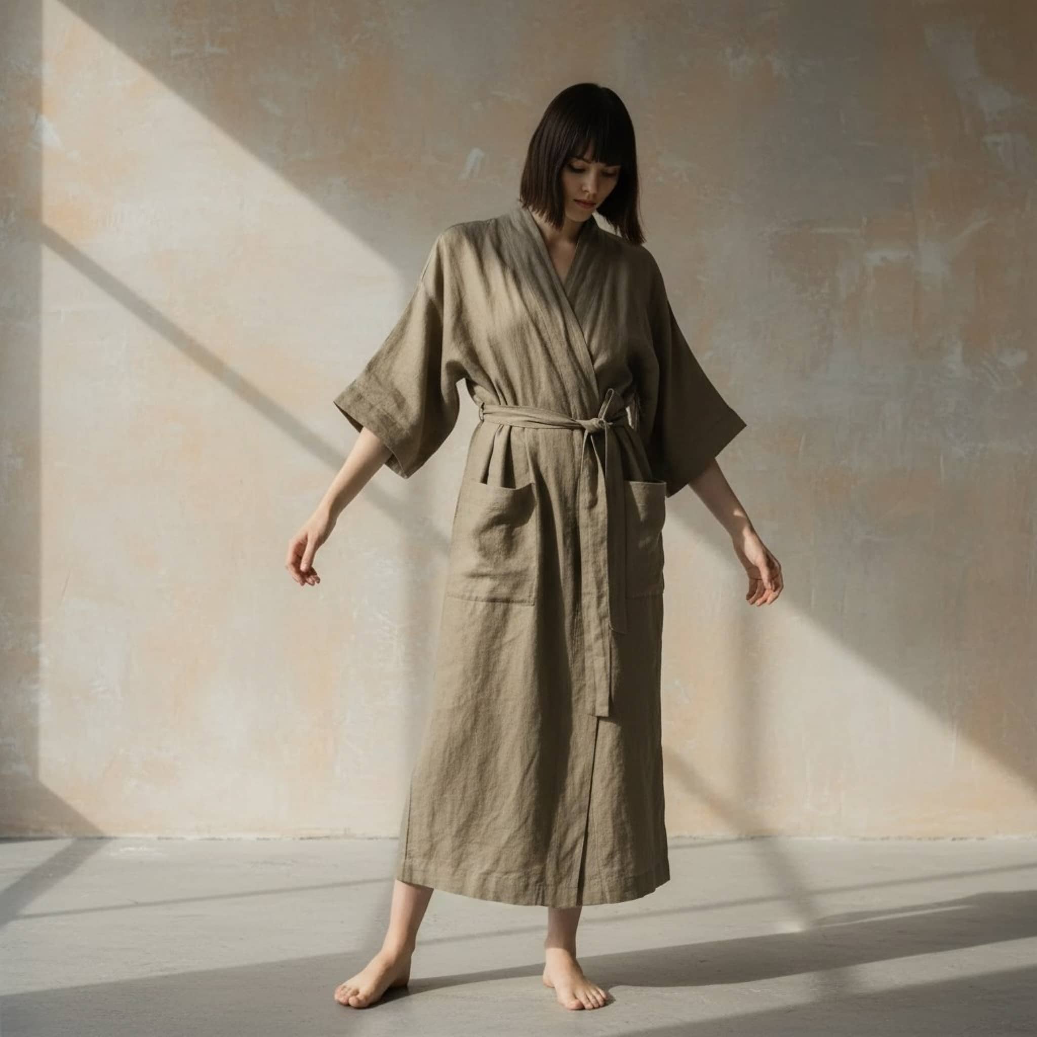 Linen Robe Women, Linen Kimono Robe
