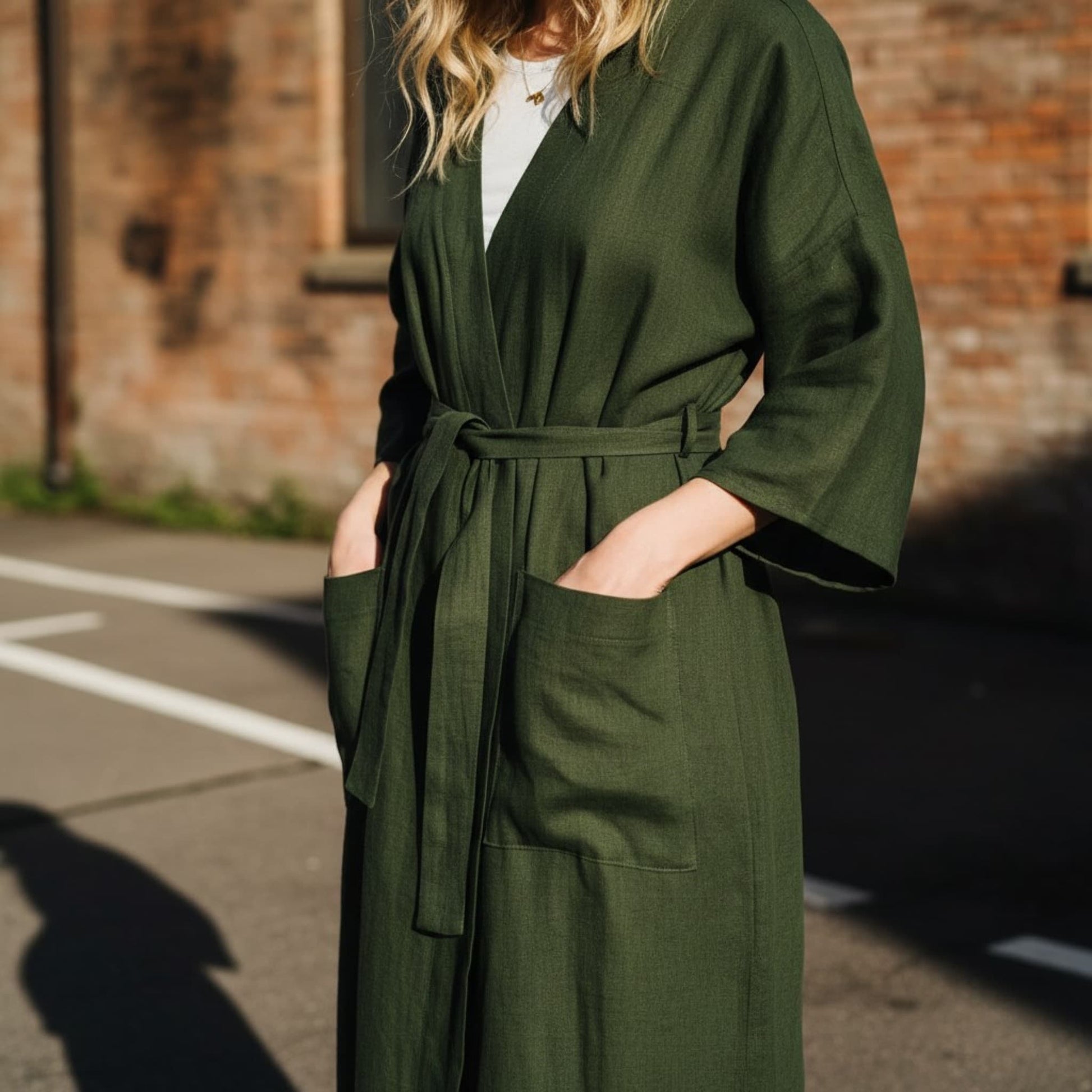 Linen Robe Womens, Long Linen Robe With Pockets