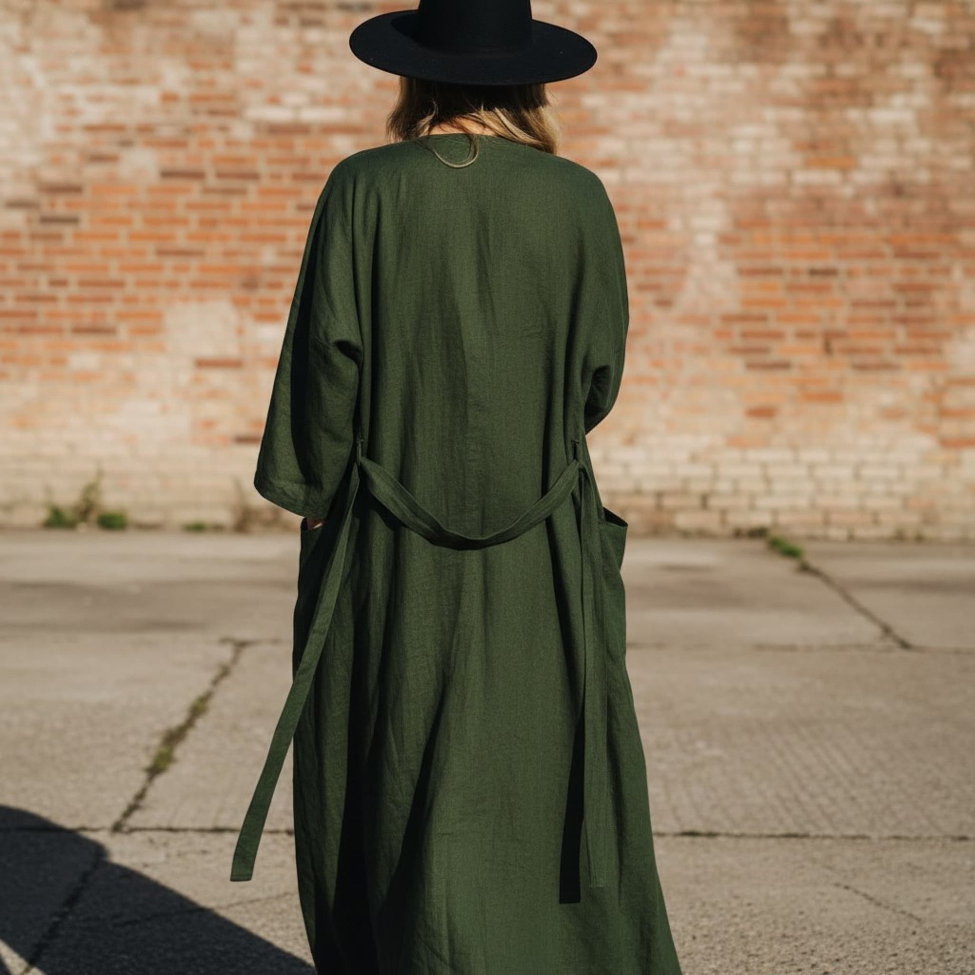 Linen Robe Womens, Long Linen Robe With Pockets