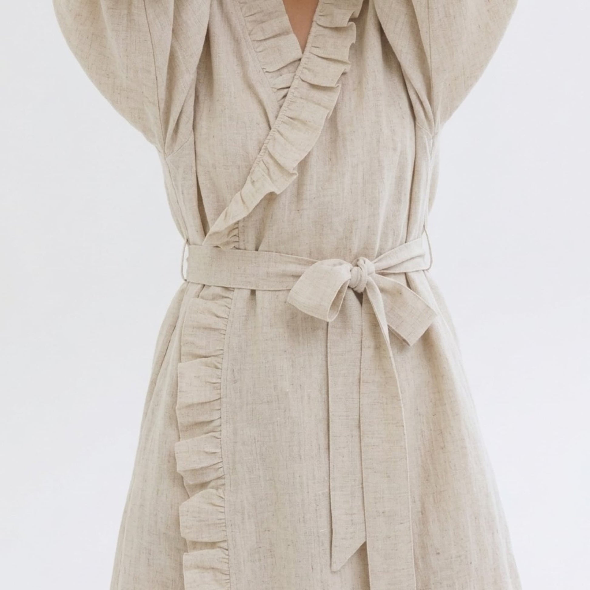 Linen Robe Womens, Ruffle Linen Robe