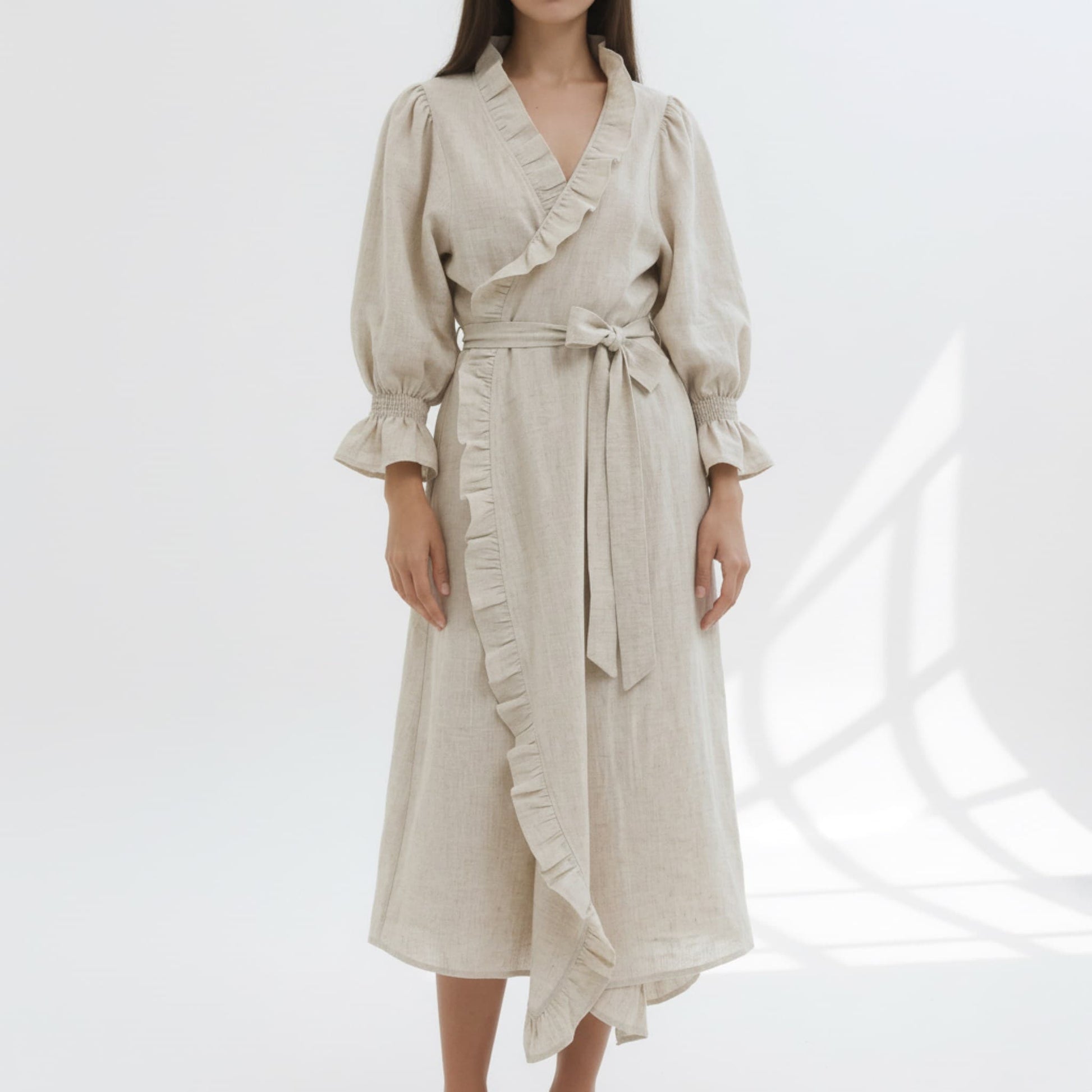 Linen Robe Womens, Ruffle Linen Robe