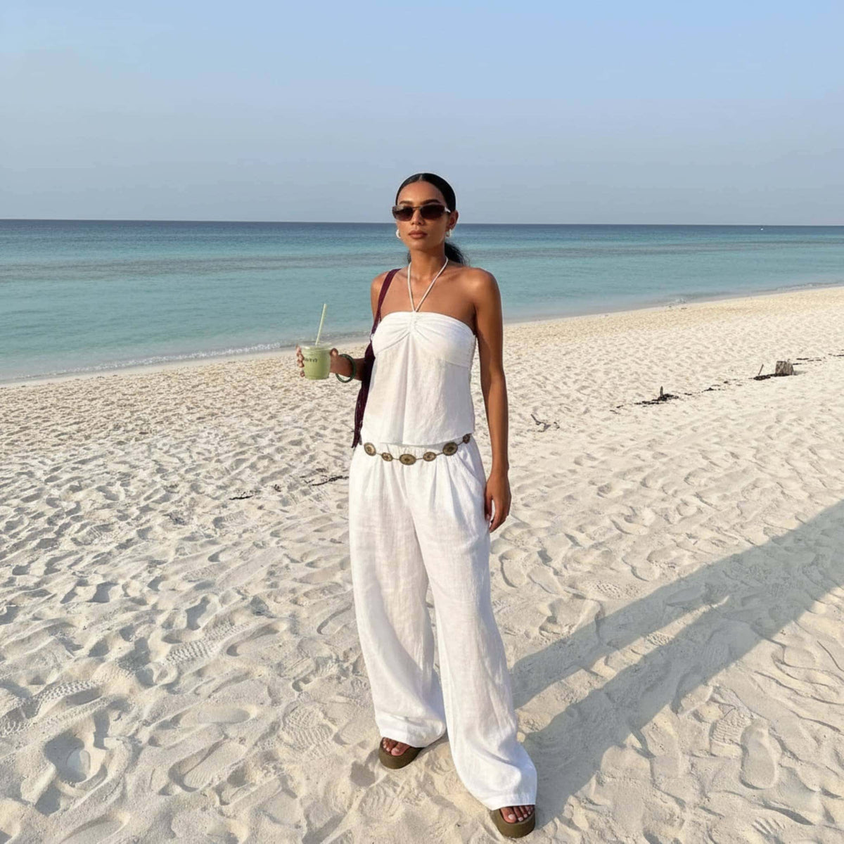 Linen Ruched Halter Top, Linen Tube Top