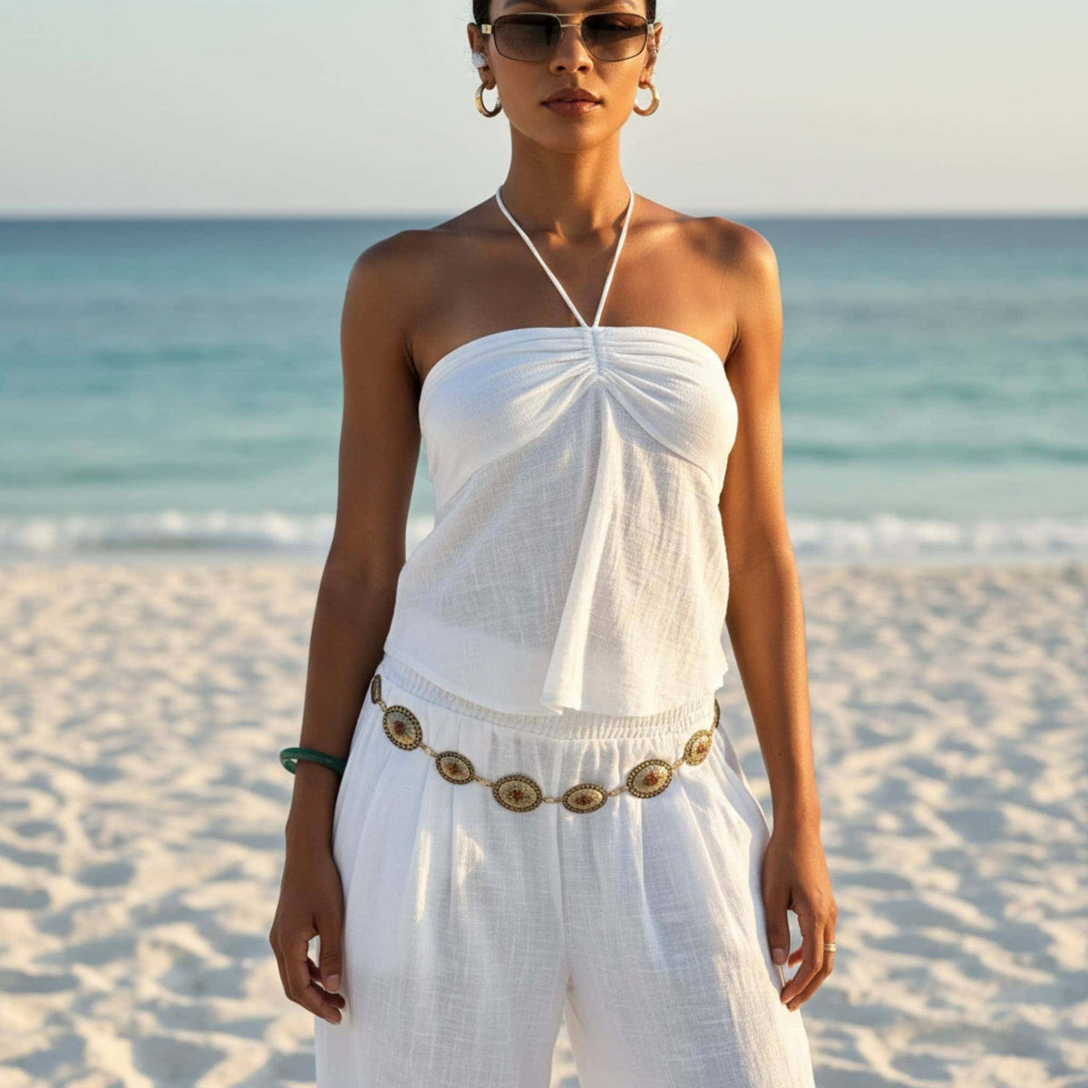 Linen Ruched Halter Top, Linen Tube Top