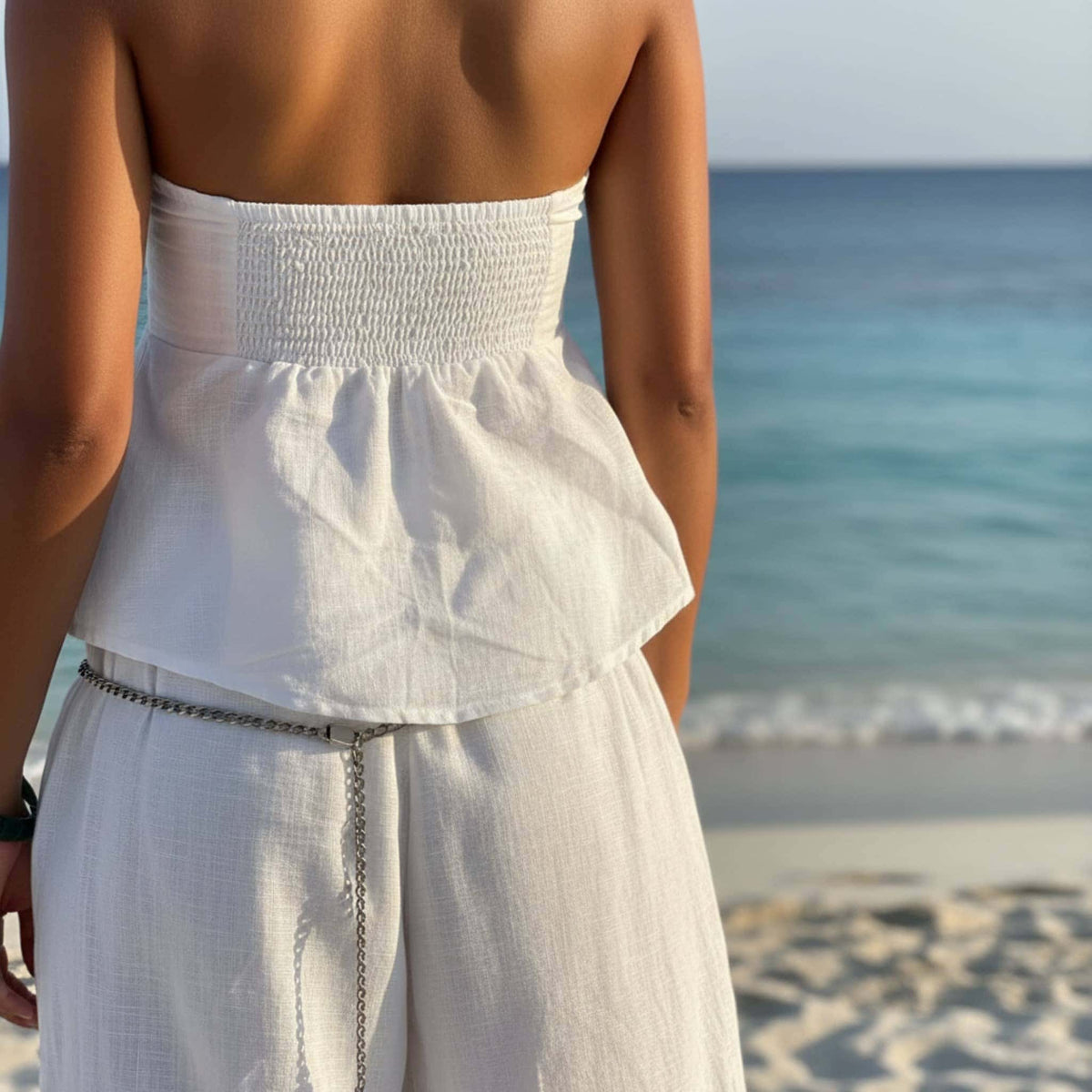 Linen Ruched Halter Top, Linen Tube Top