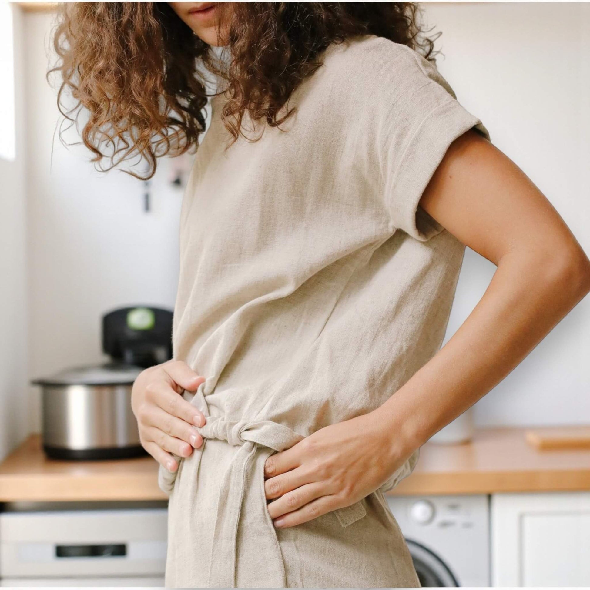 Linen Set Women, Boxy Linen Crop Top And High Waisted Shorts Set