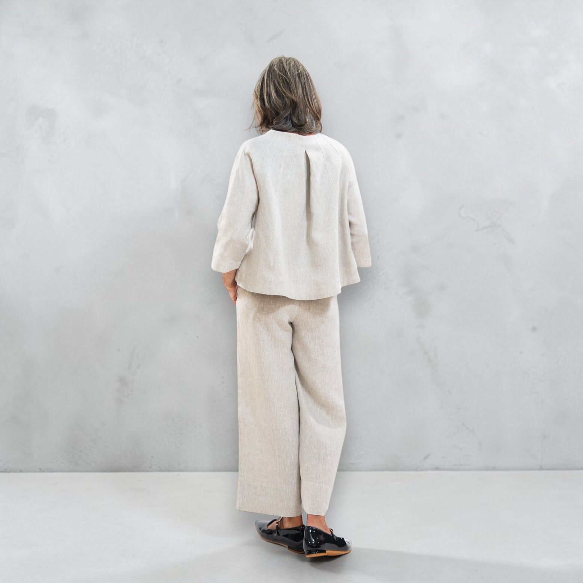 Linen Set Women, Boxy Linen Top and Wide Leg Pants Set