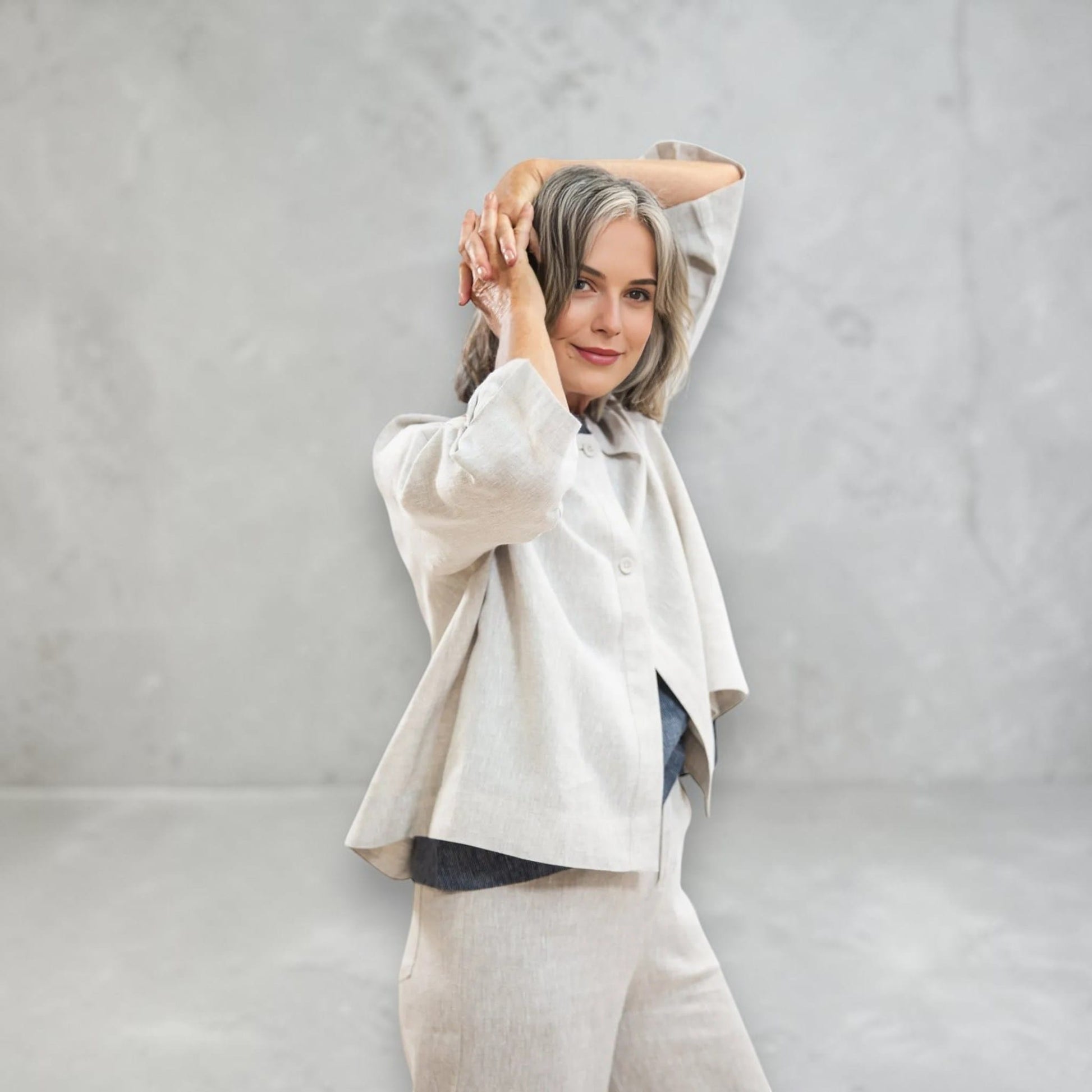 Linen Set Women, Boxy Linen Top and Wide Leg Pants Set