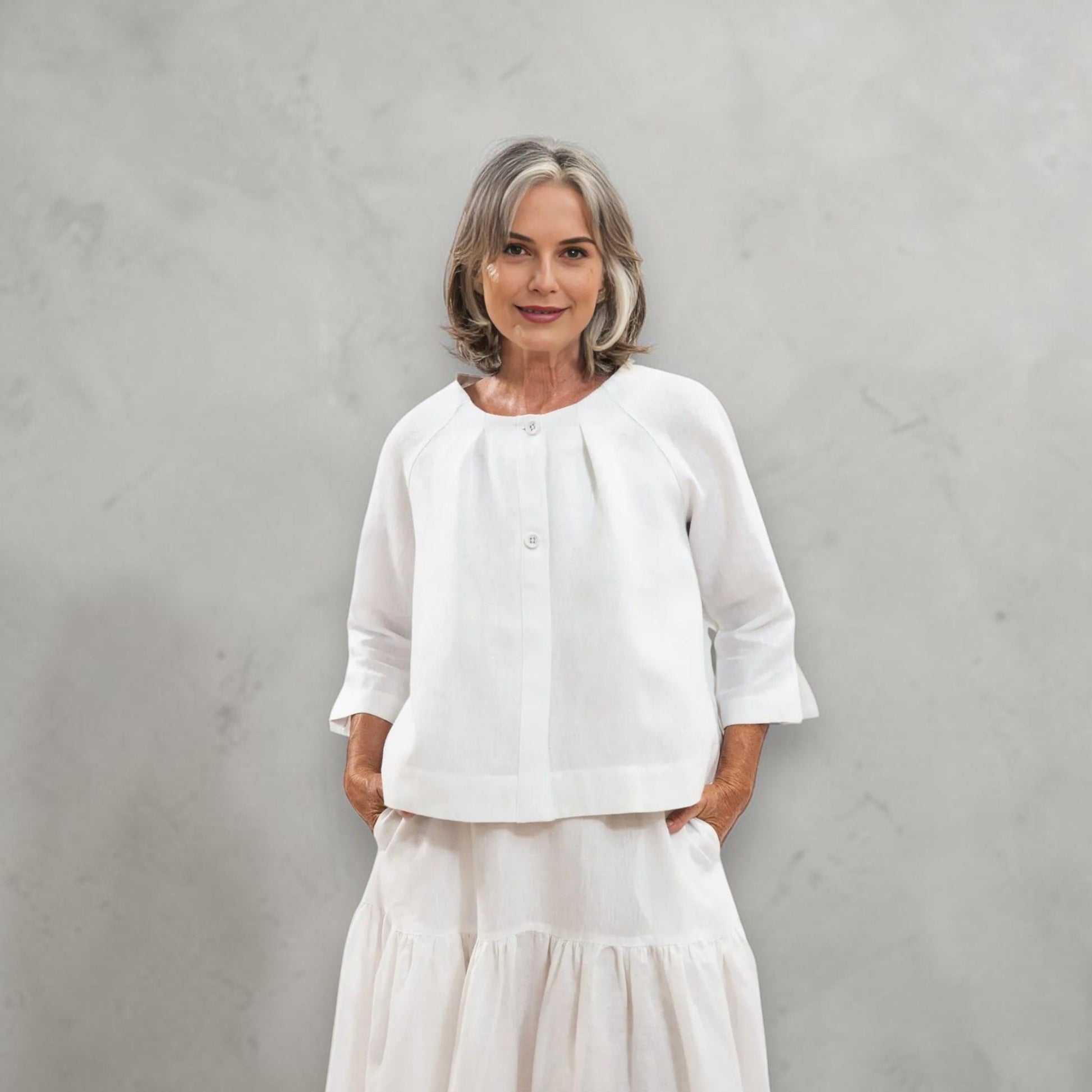 Linen Set Women, Boxy Linen Top and Wide Leg Pants Set