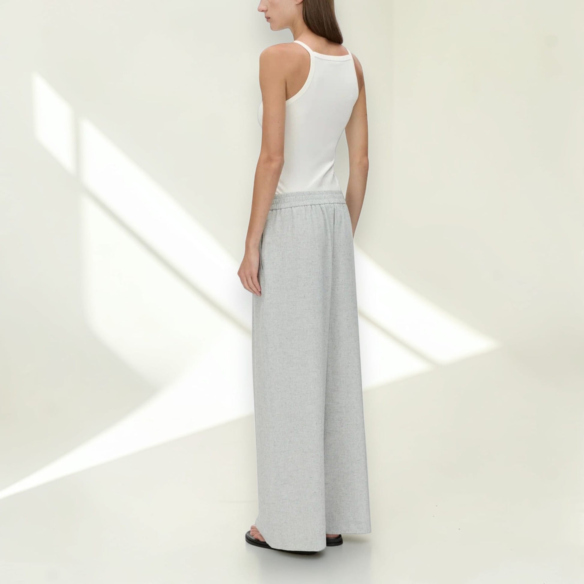 Linen Set Women, Halter Wrap Top And Wide Leg Pants Set