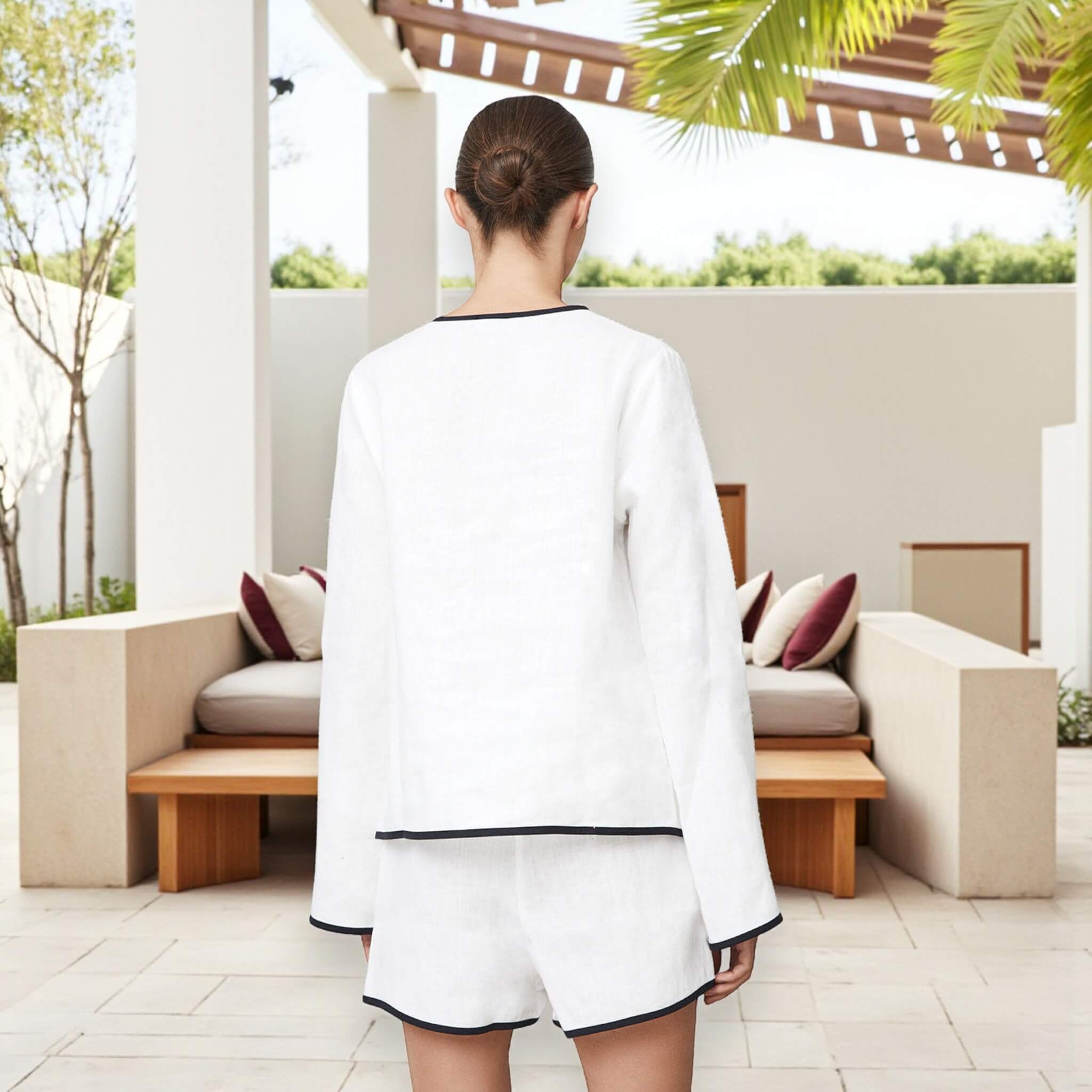 Linen Set Women, Linen Boxy Blouse And Shorts Set