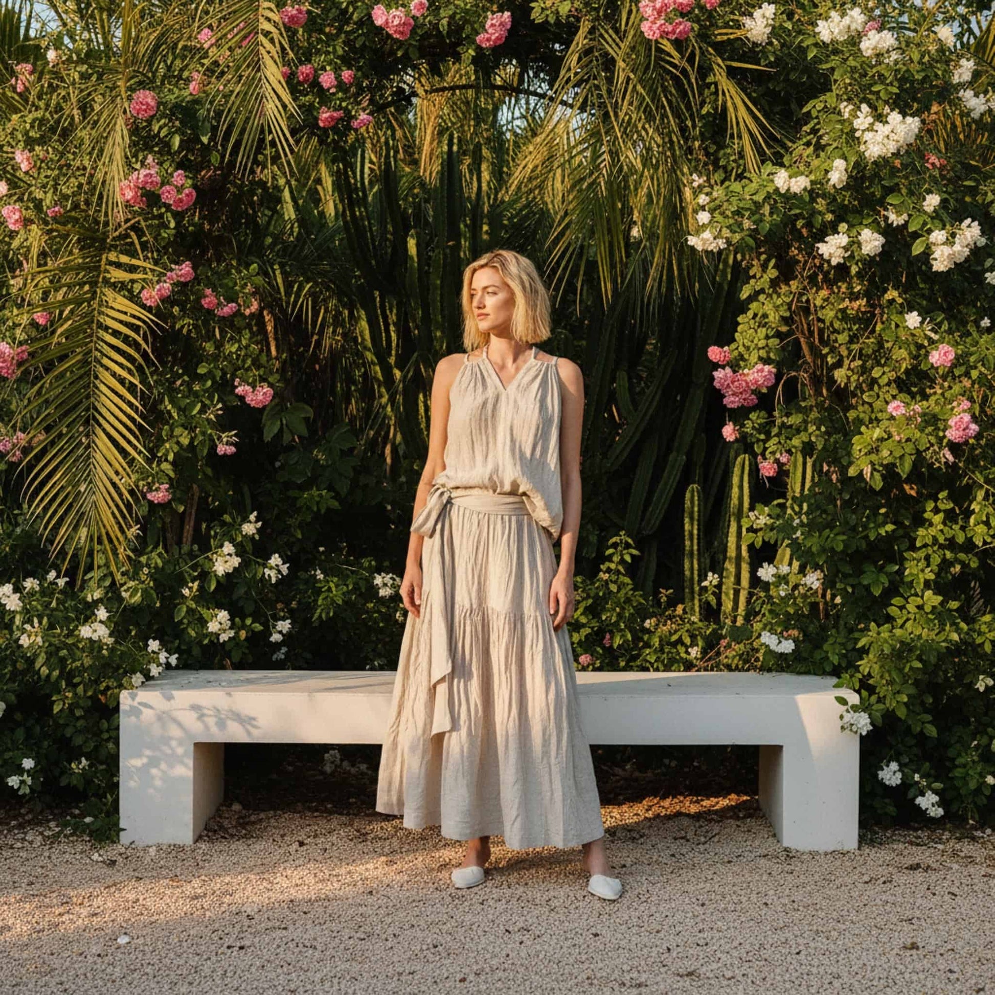 Linen Set Women, Linen Camisole and Maxi Skirt Set