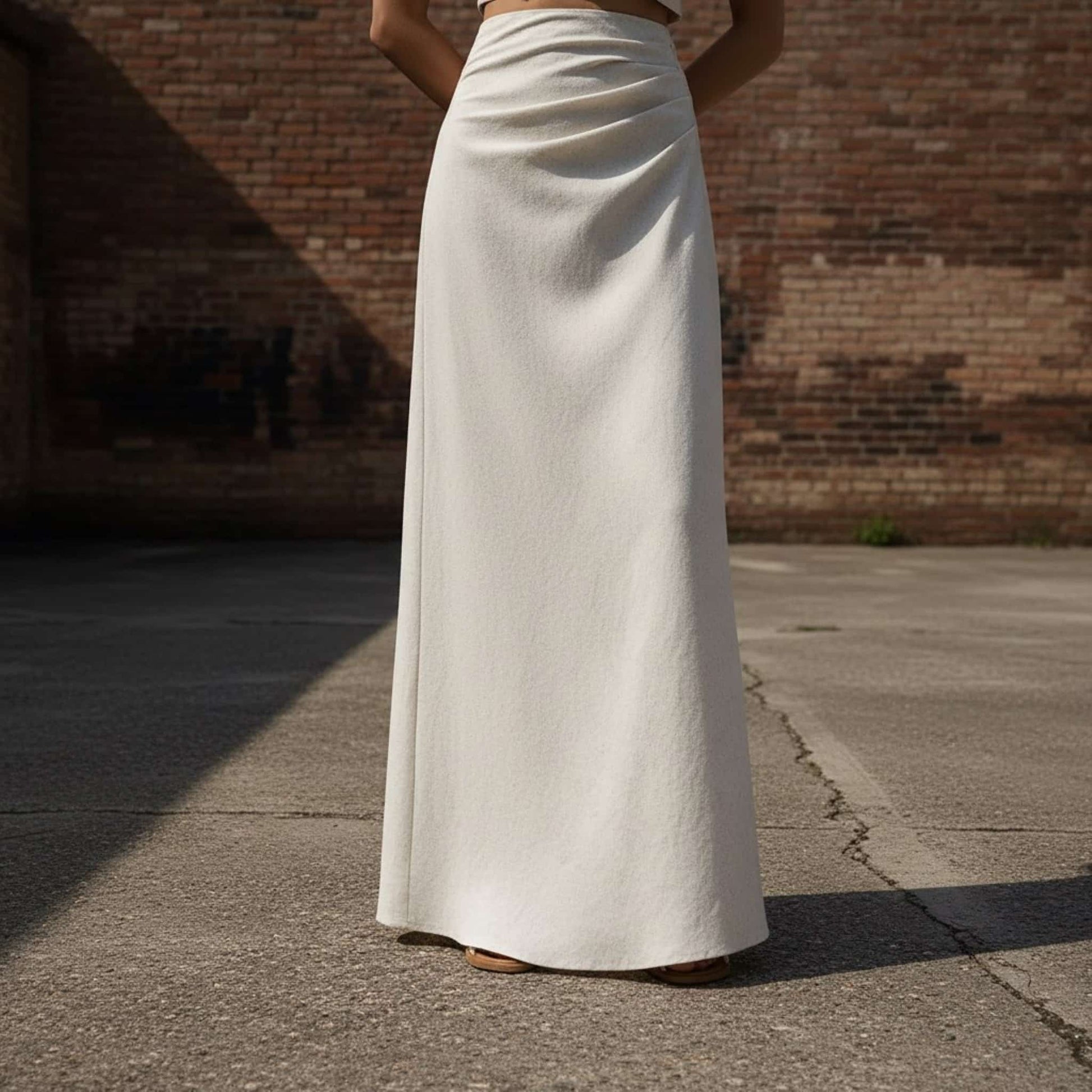 Linen Set Women, Linen Cropped Shirt And Maxi Skirt Set