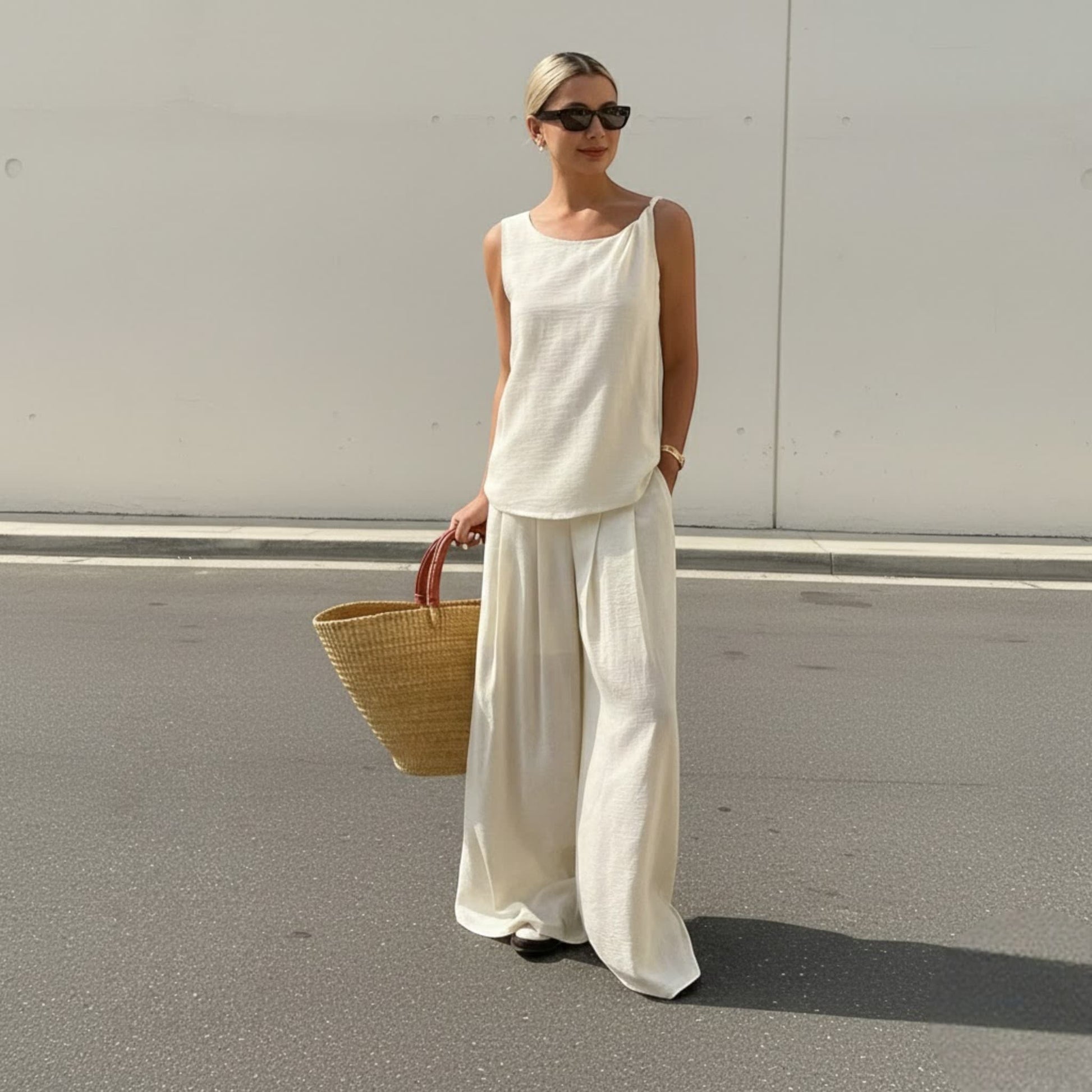 Linen Set Women, Linen Tank Top And Linen Pants Set