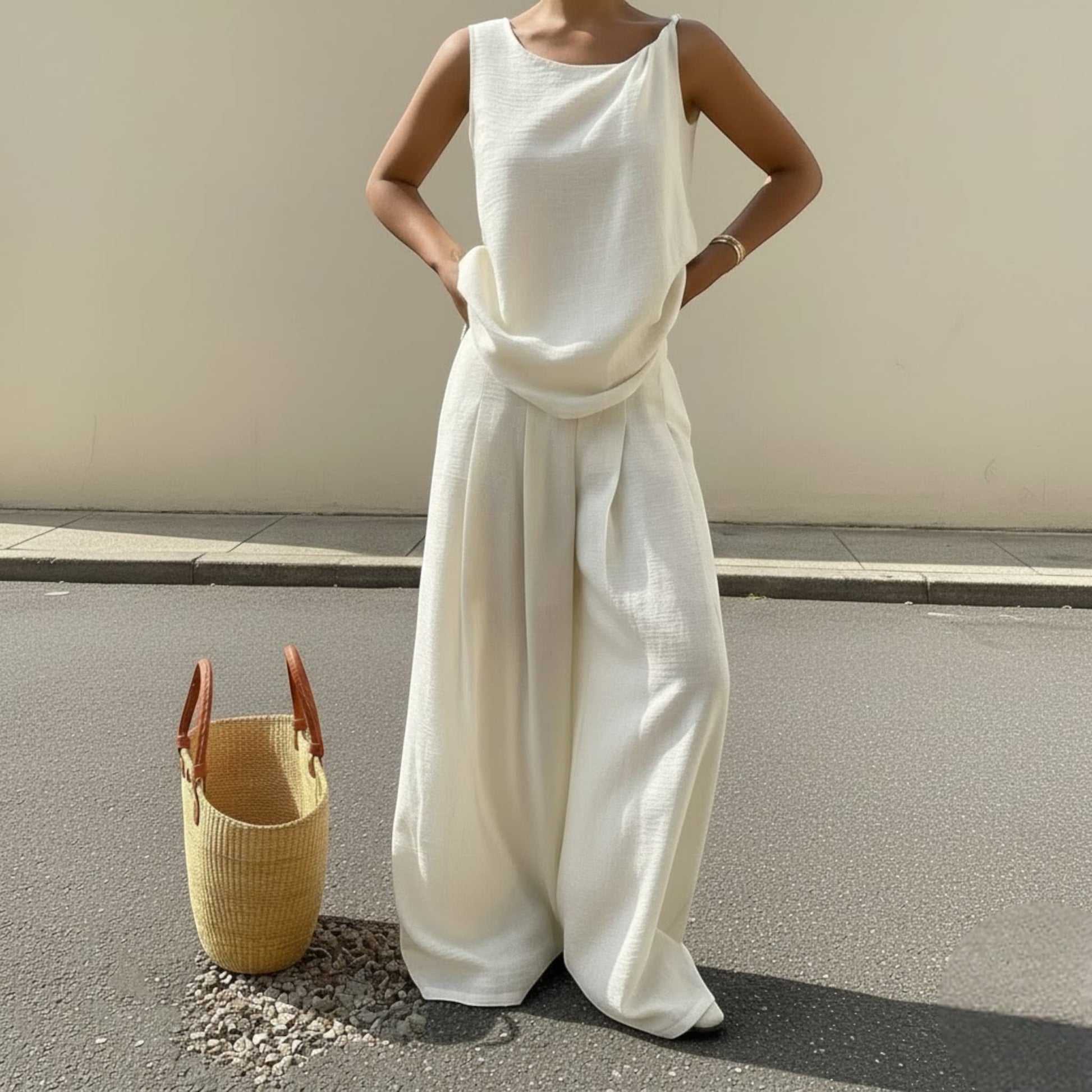 Linen Set Women, Linen Tank Top And Linen Pants Set