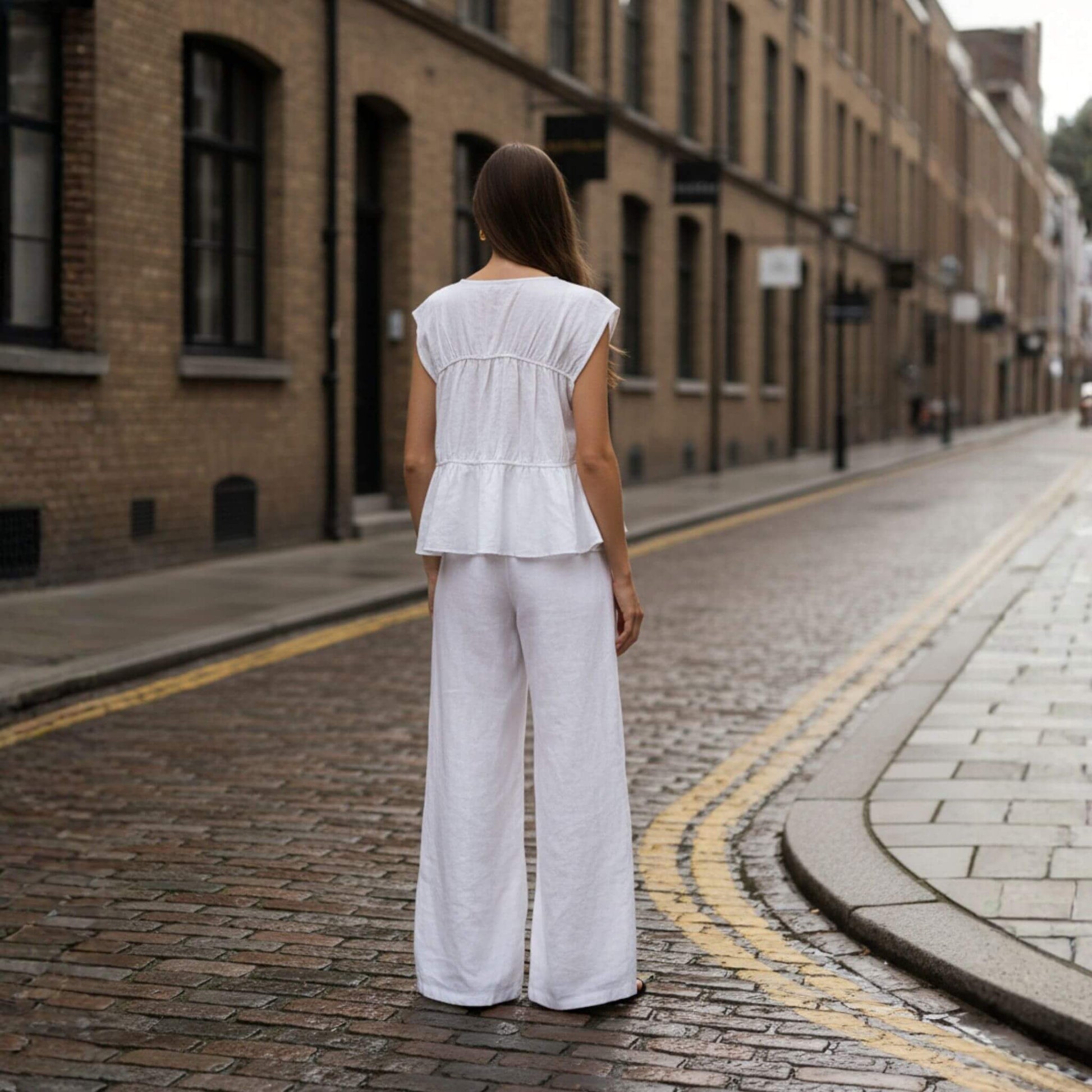 Linen Set Women, Linen Tank Top And Wide Leg Pants Set