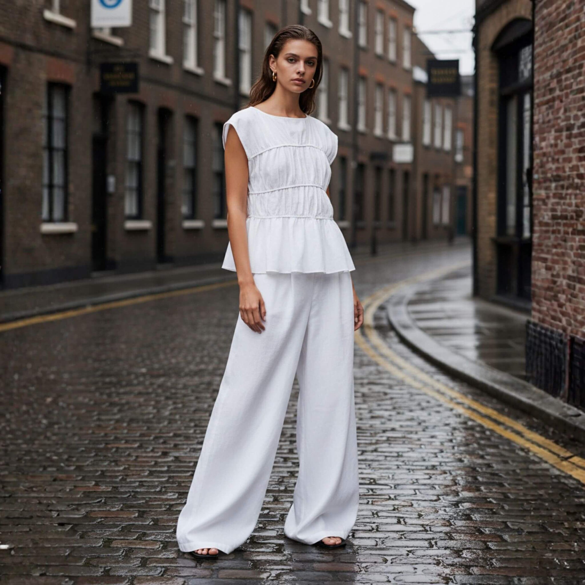 Linen Set Women, Linen Tank Top And Wide Leg Pants Set