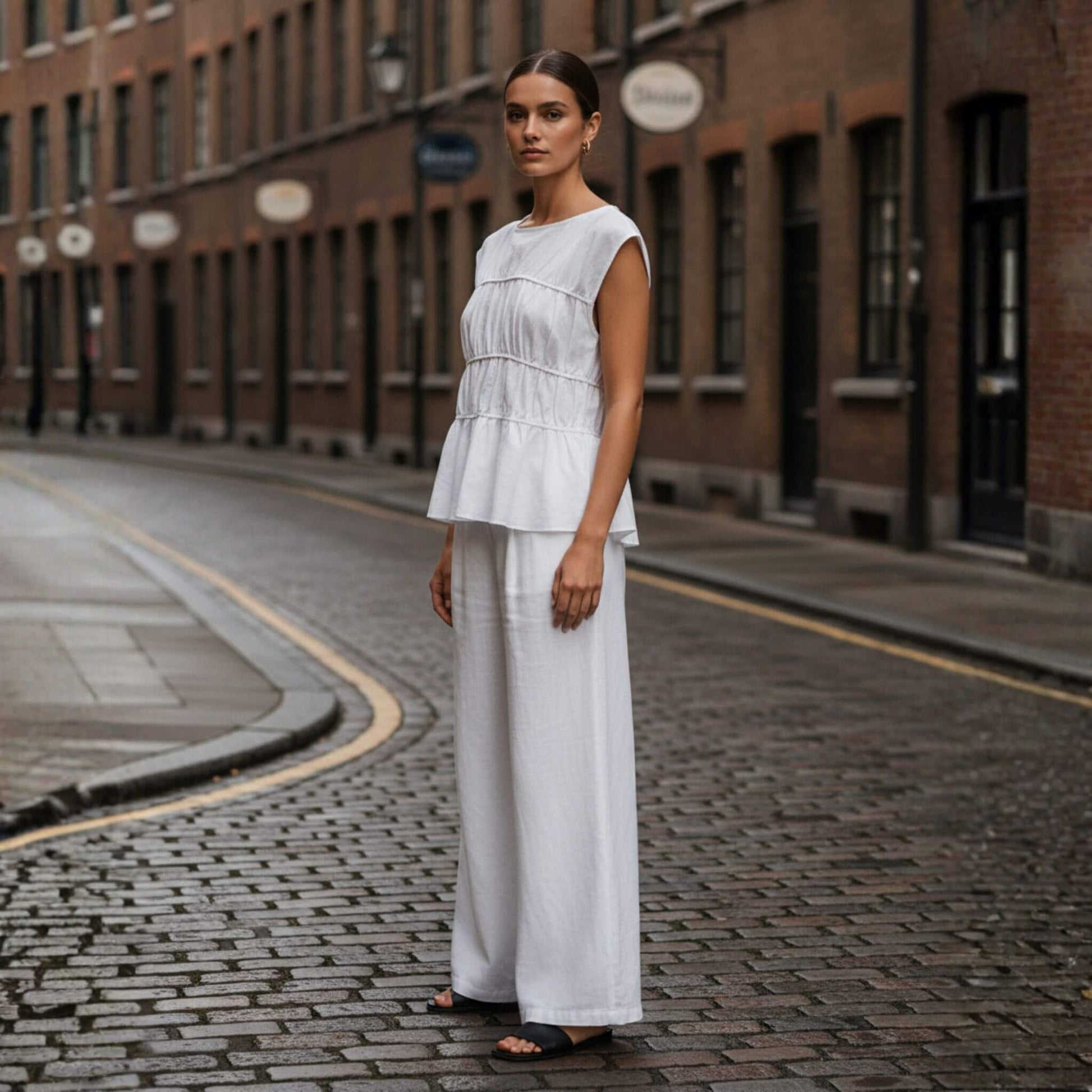 Linen Set Women, Linen Tank Top And Wide Leg Pants Set