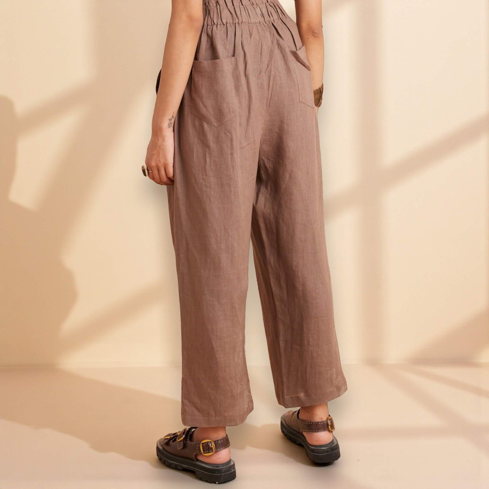 Linen Set Women, Linen Wrap Crop Top And Wide Leg Pants Set