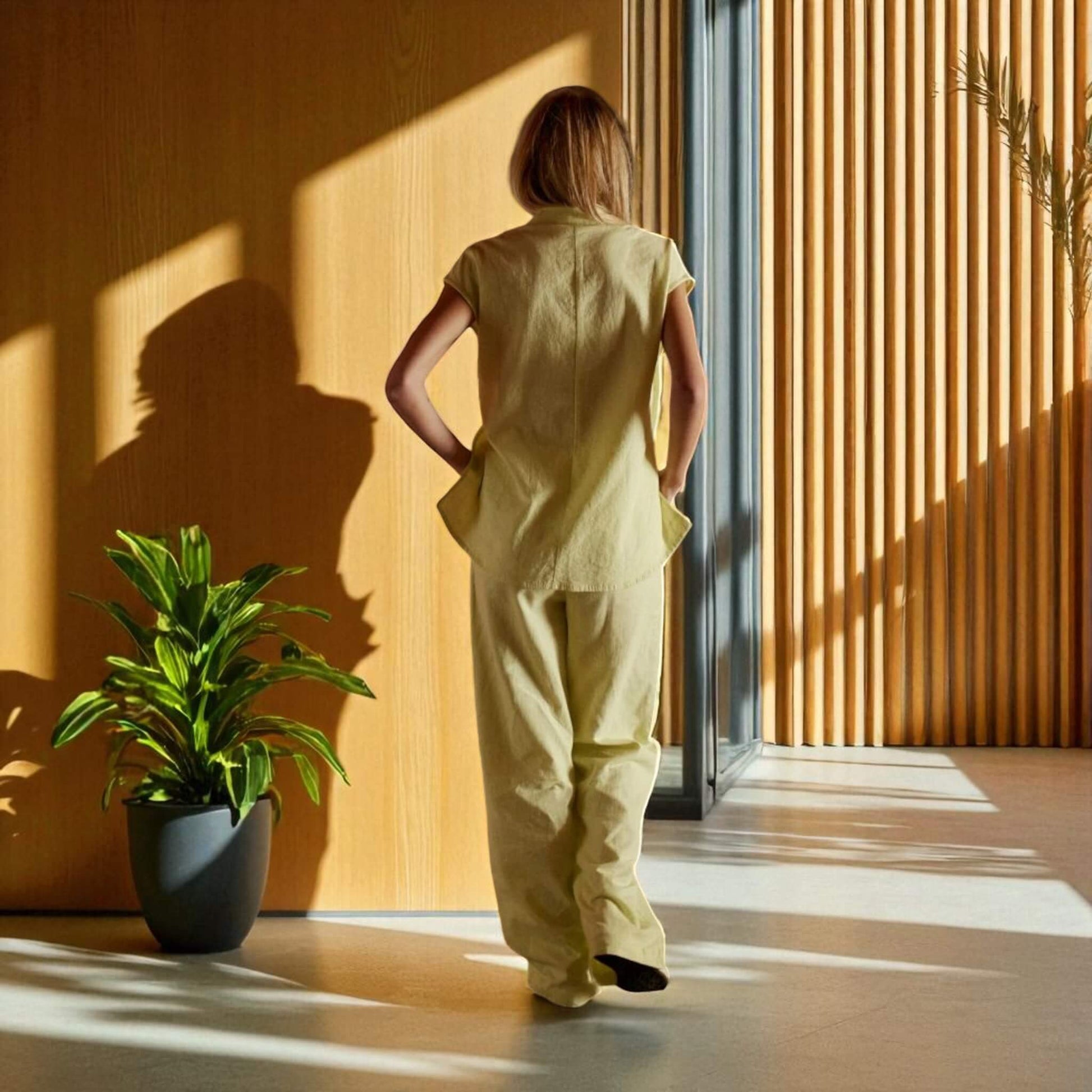 Linen Set Women, Linen Wrap Top And Wide Leg Pants Set