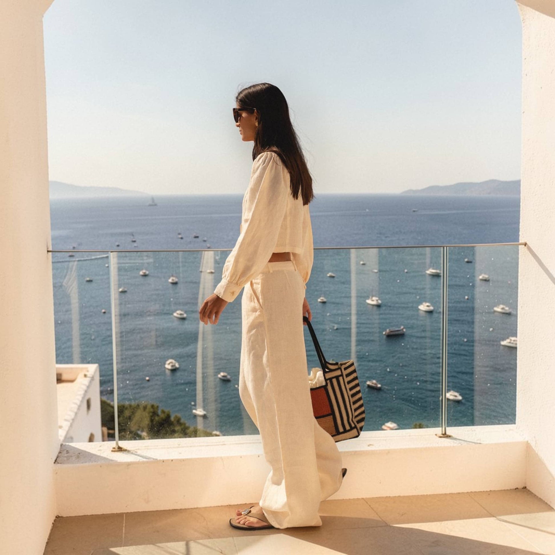 Linen Set Women, Long Sleeve Linen Crop Top And Wide Leg Pants Set