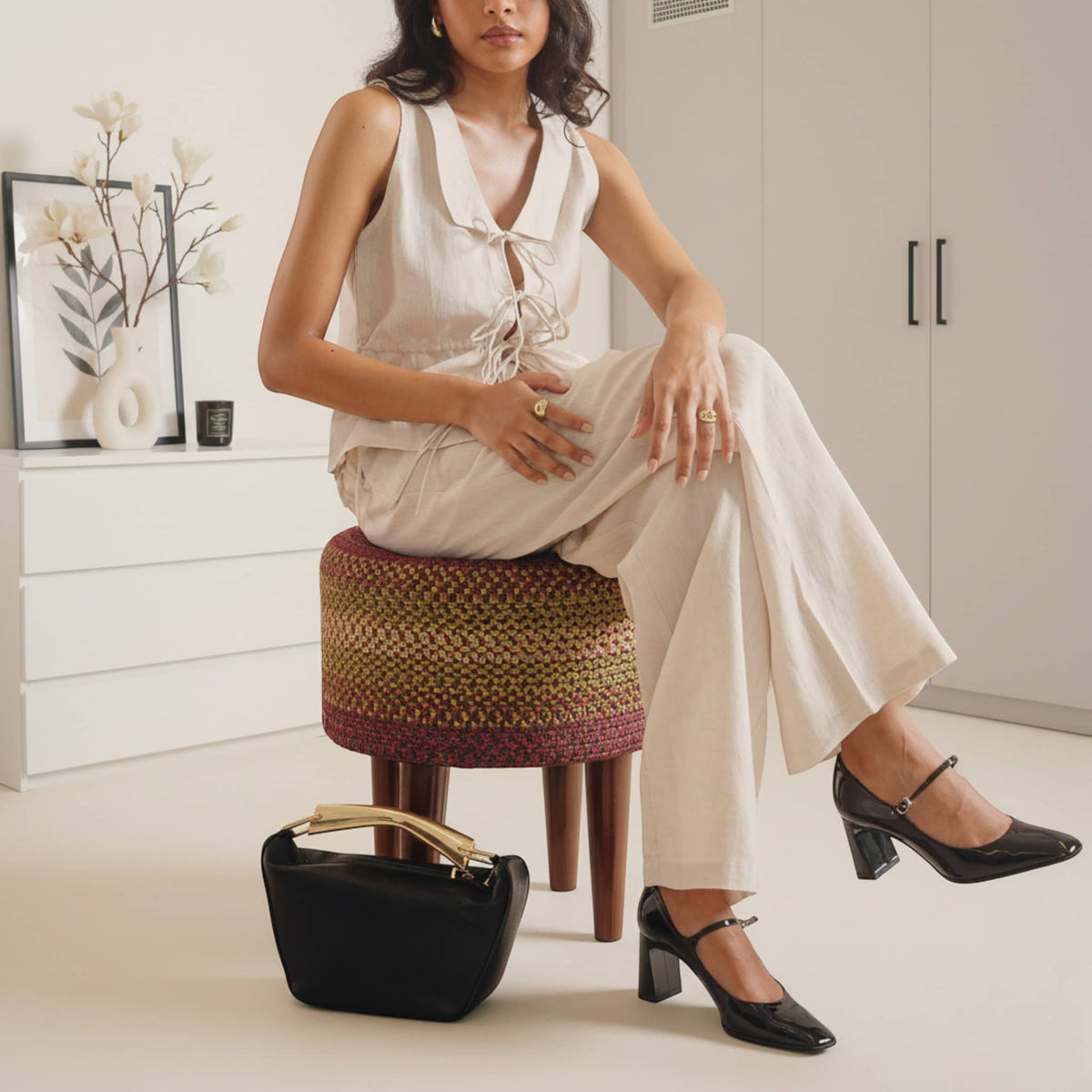 Linen Set Women, Tie Front Linen Top And Wide Leg Pants Set