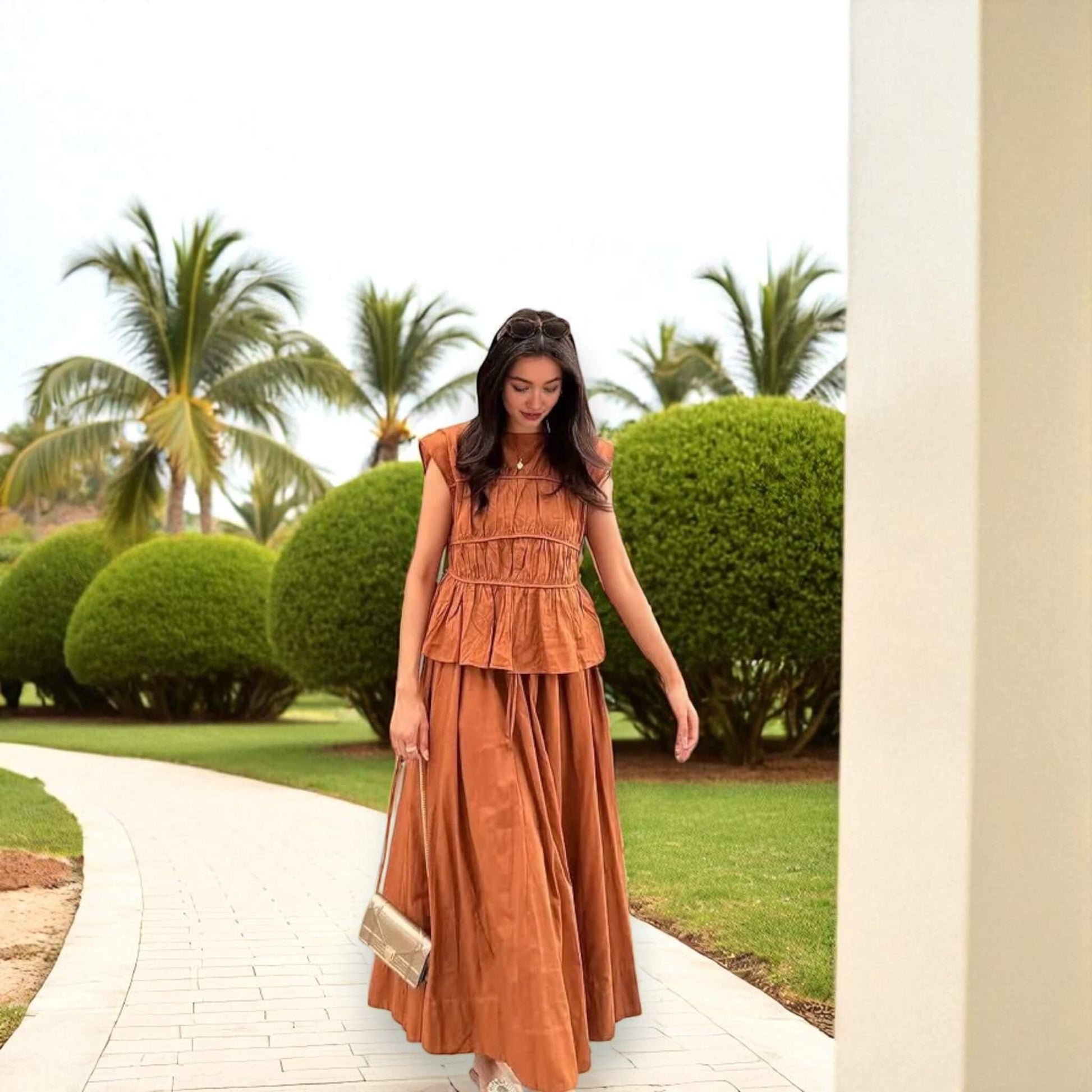 Linen Sets Summer, Linen Tank Top And Maxi Skirt Set