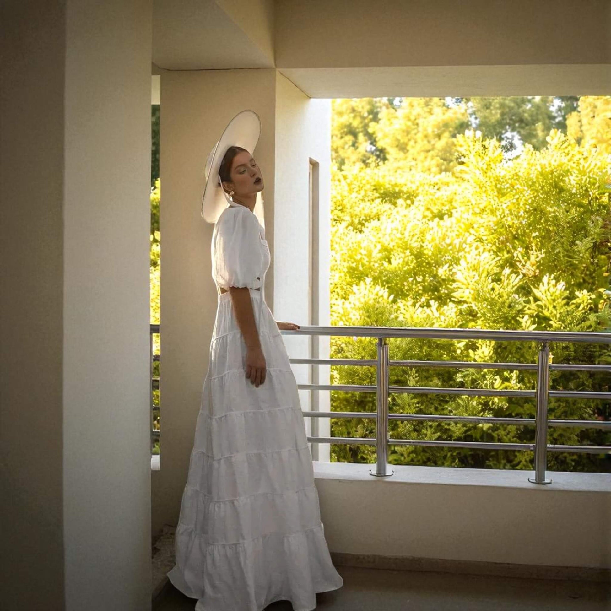 Linen Sets Summer, Puff Sleeve Linen Crop Top And Maxi Skirt Set