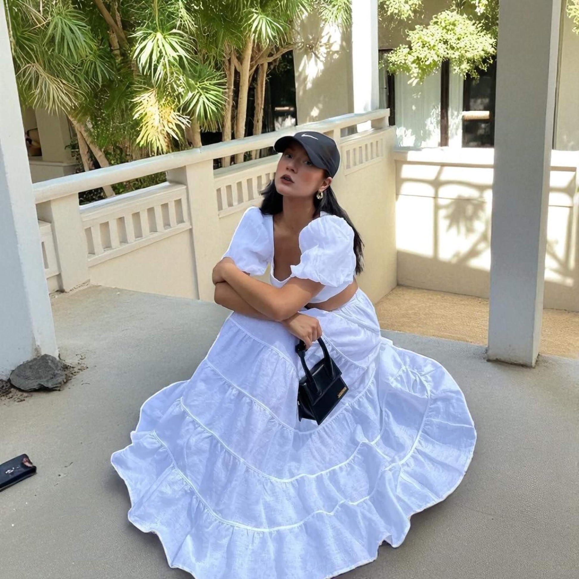 Linen Sets Summer, Puff Sleeve Linen Crop Top And Maxi Skirt Set