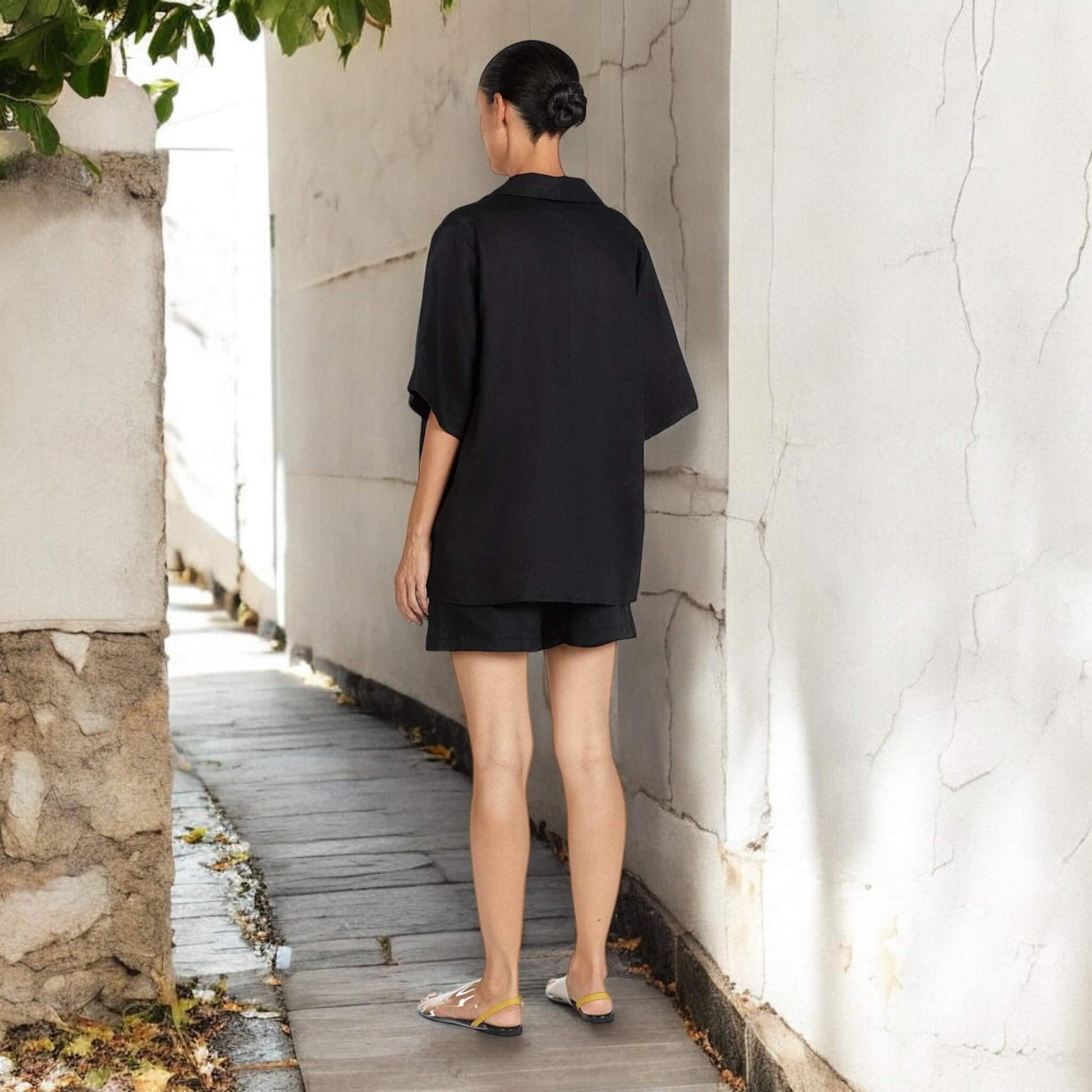 Linen Short Sleeve Blazer, Linen Short Sleeve Tie-Front Jacket