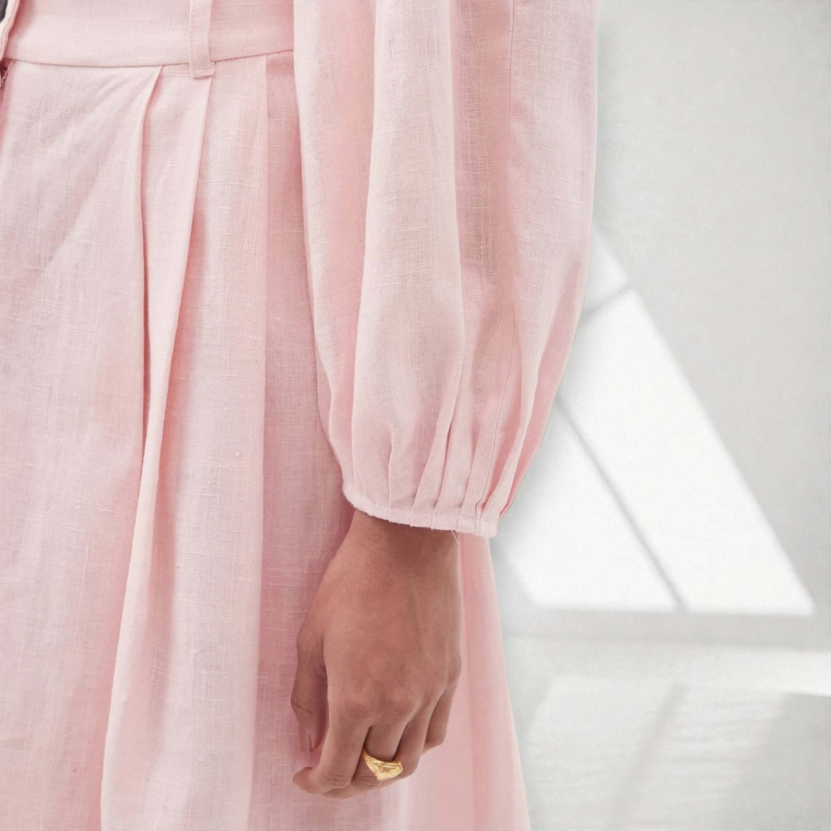Linen Skirt Set, Long Sleeve Crop Top And Maxi Skirt Set