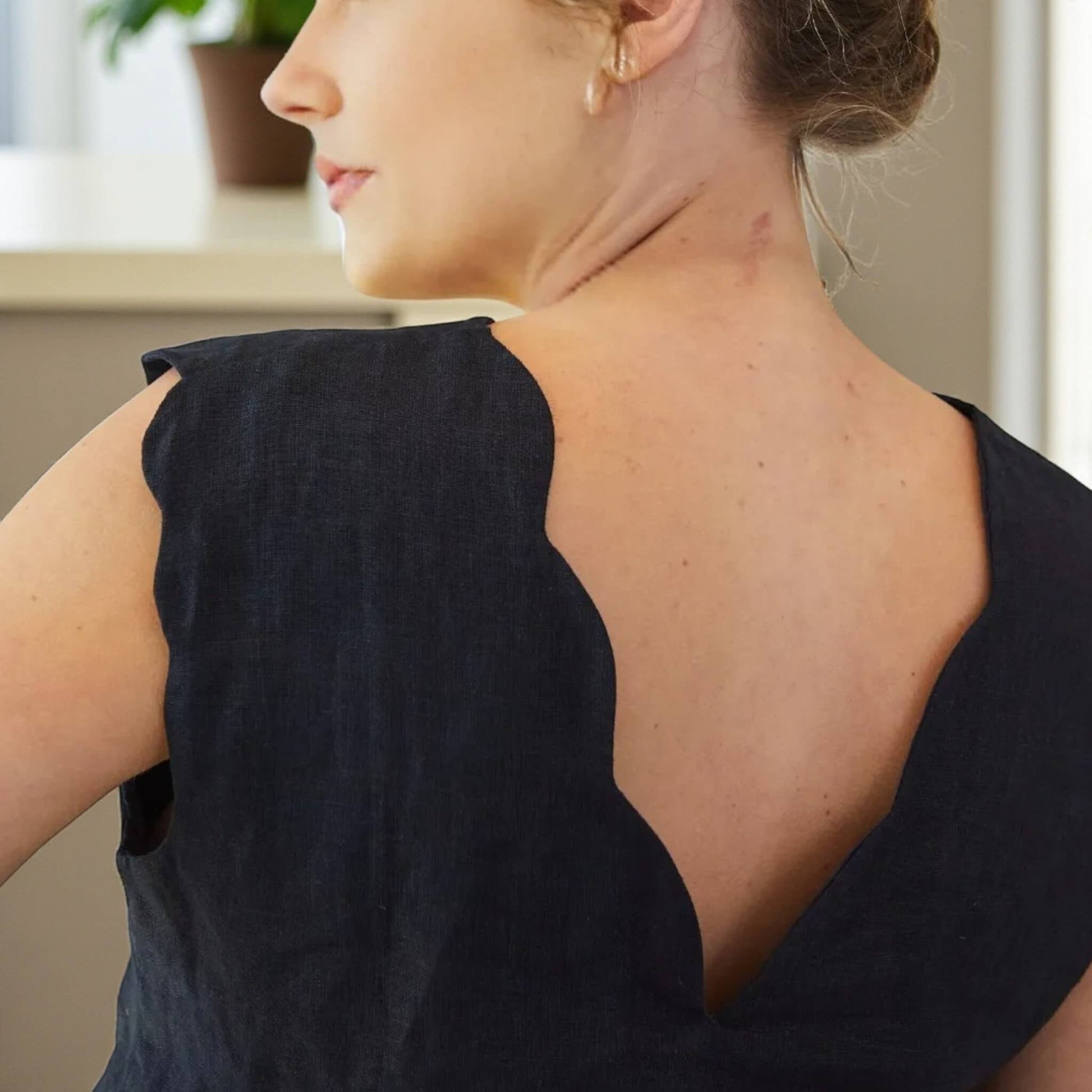 Linen Sleeveless Top, V Neck Tank Top