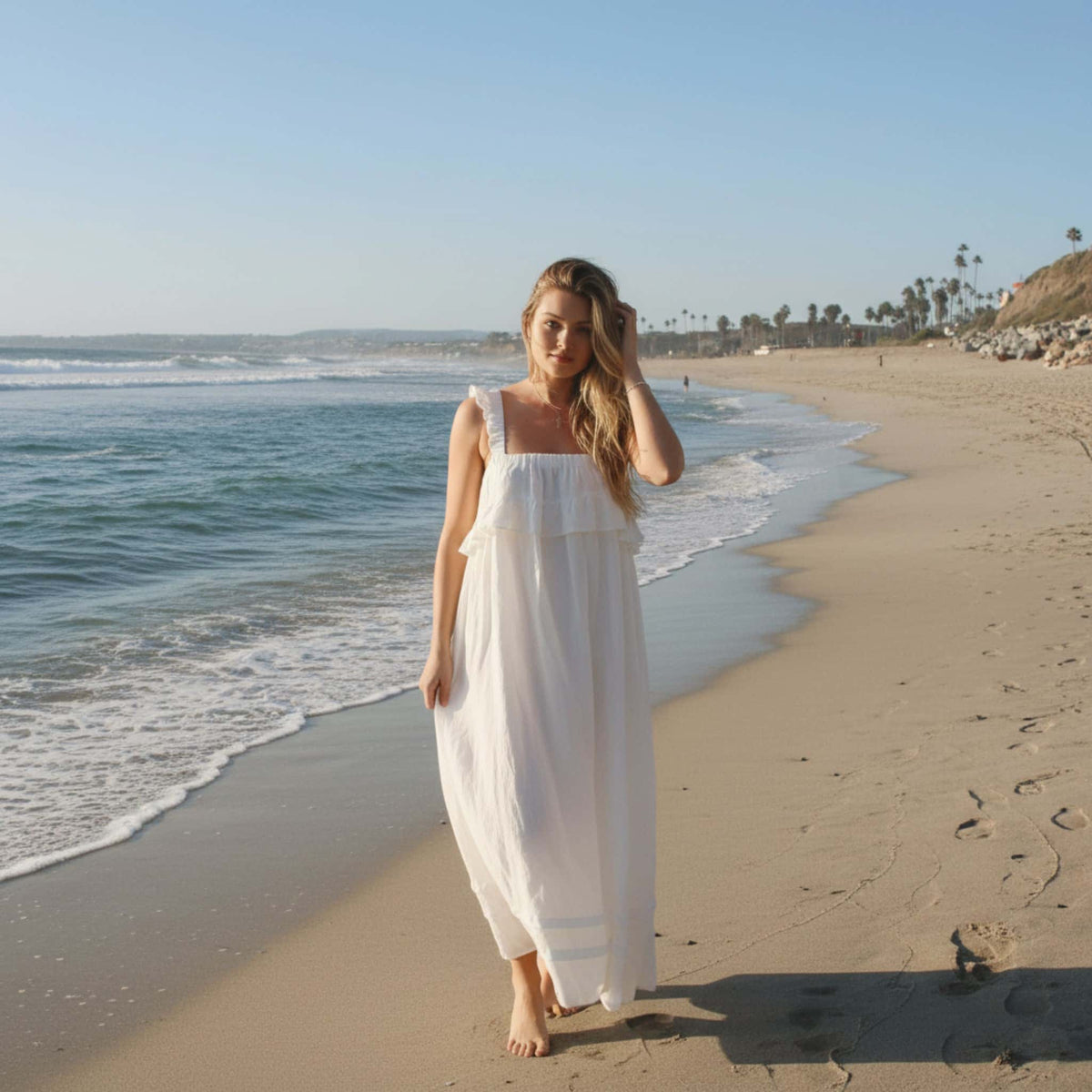 Linen Square Neck Maxi Dress, Resort Maxi Dress