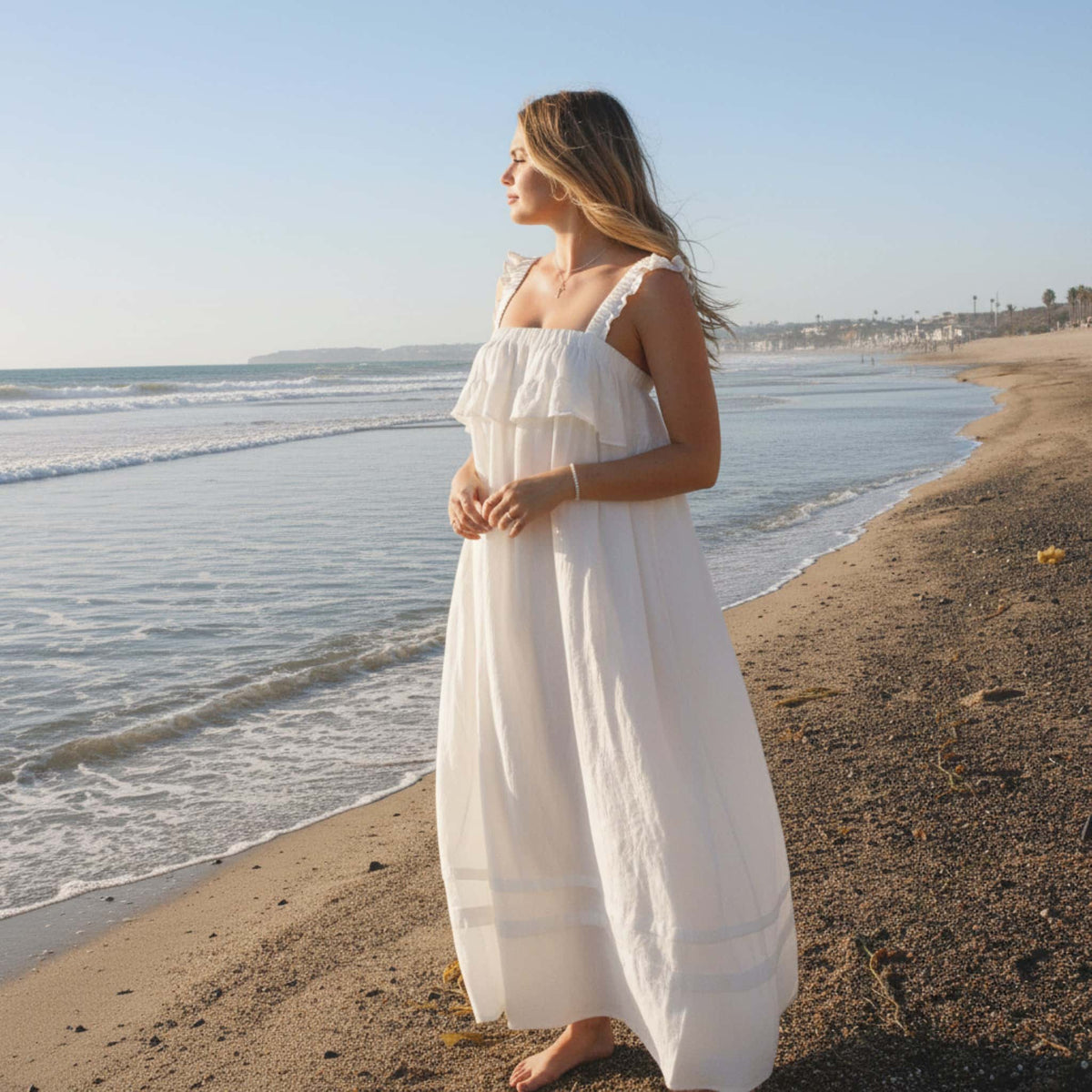 Linen Square Neck Maxi Dress, Resort Maxi Dress