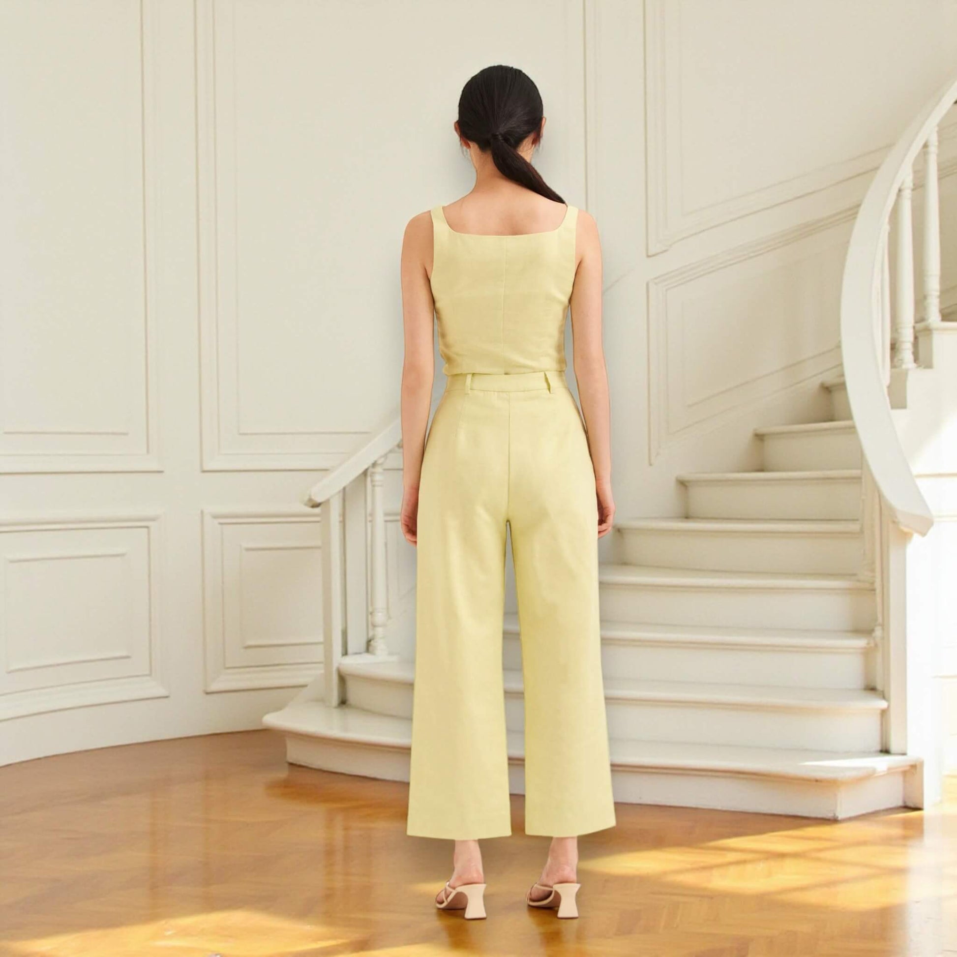 Linen Square Neck Vest Top, Fitted Linen Vest Top