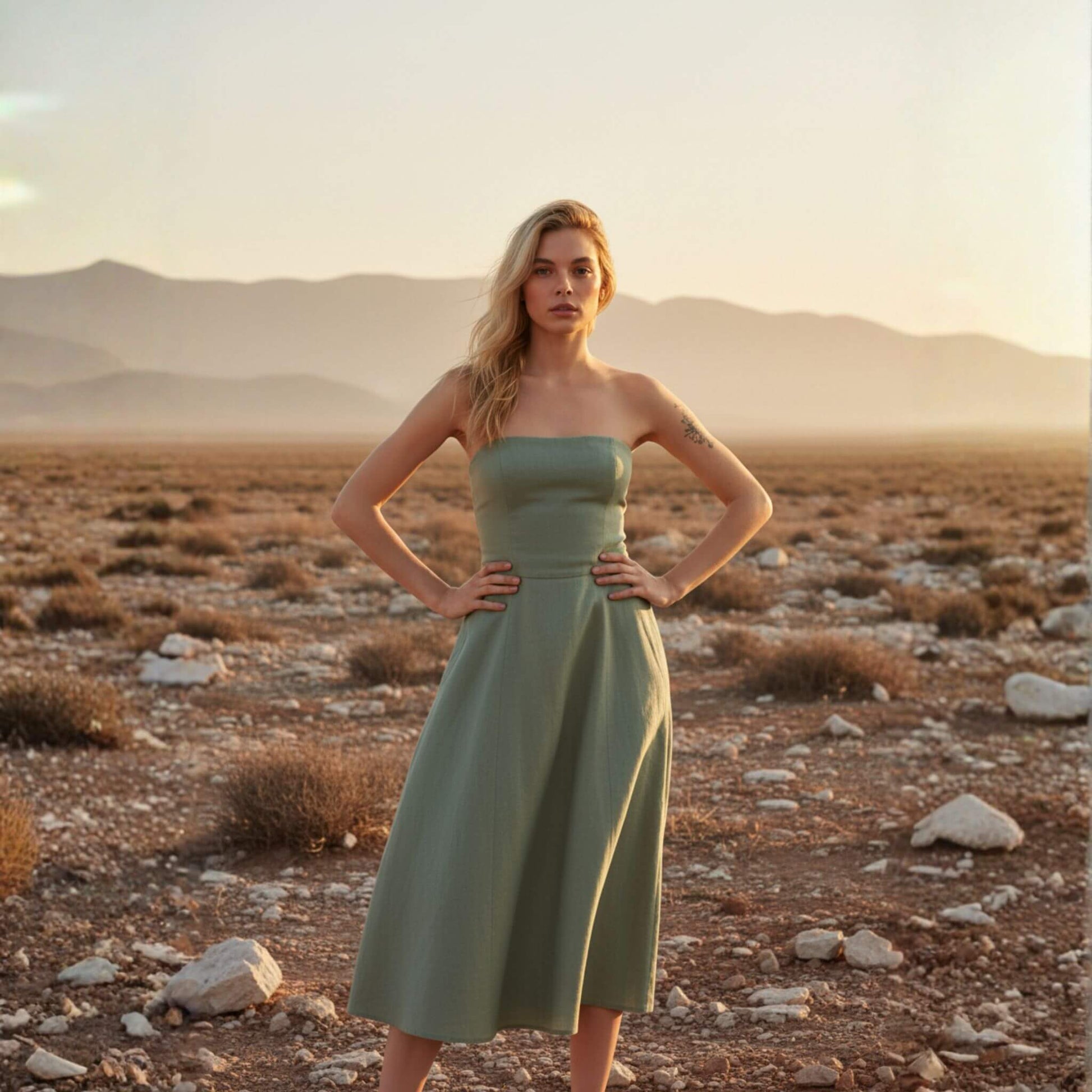 Linen Strapless Midi Dress, A Line Midi Dress