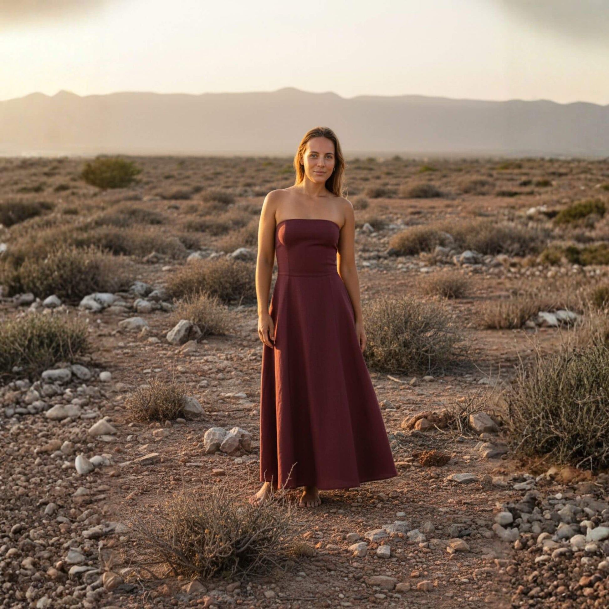 Linen Strapless Midi Dress, A Line Midi Dress