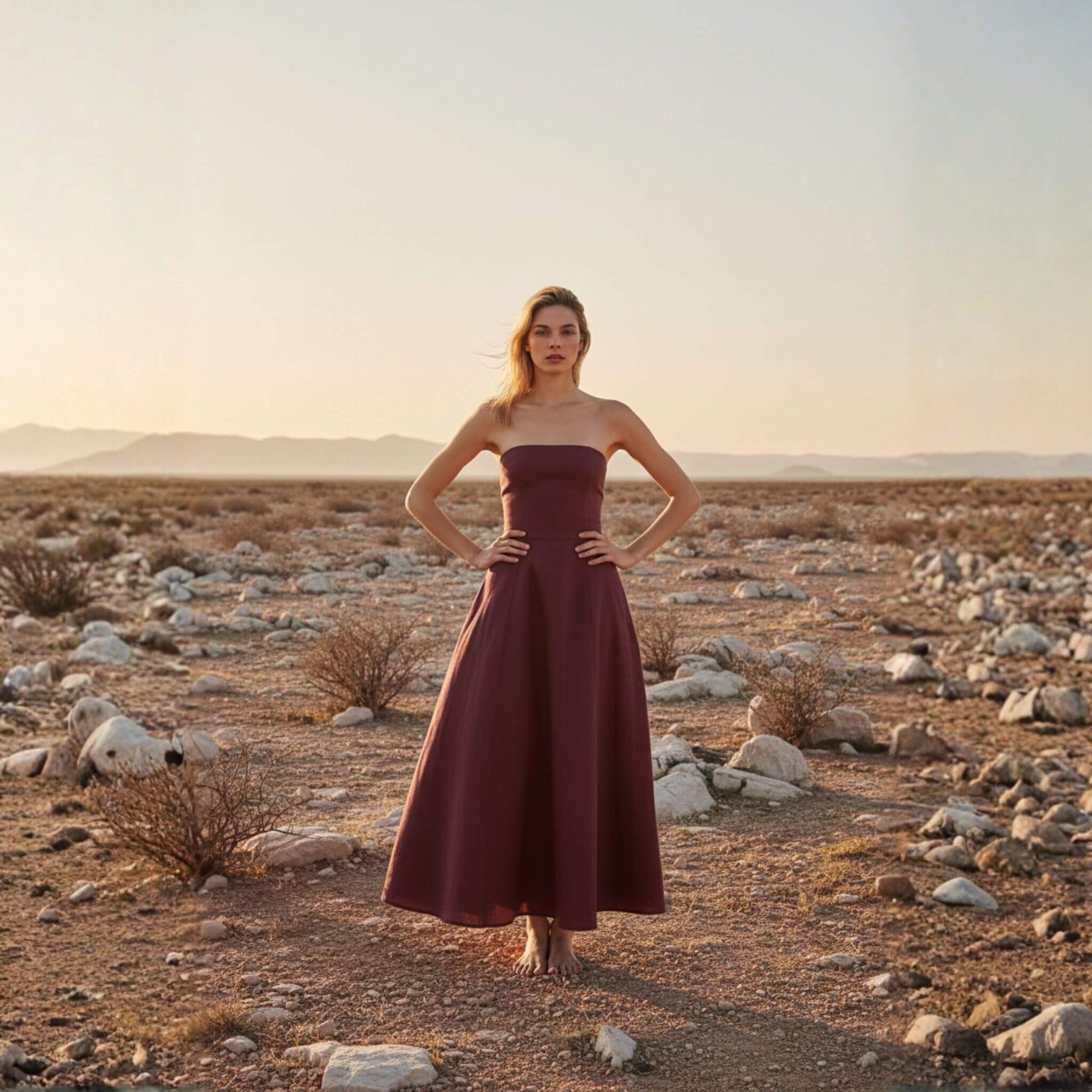 Linen Strapless Midi Dress, A Line Midi Dress