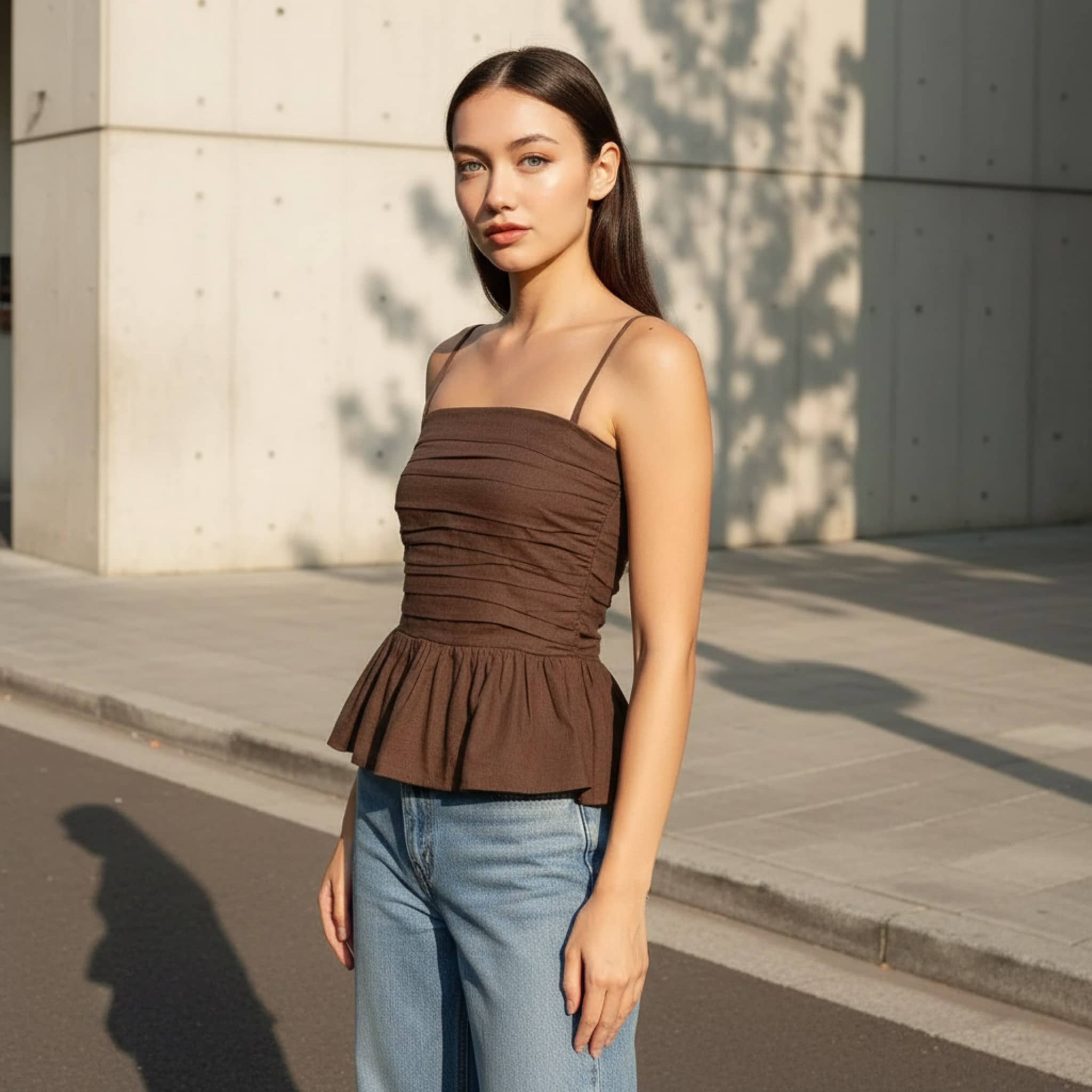 Linen Strapless Peplum Top, Peplum Tube Top