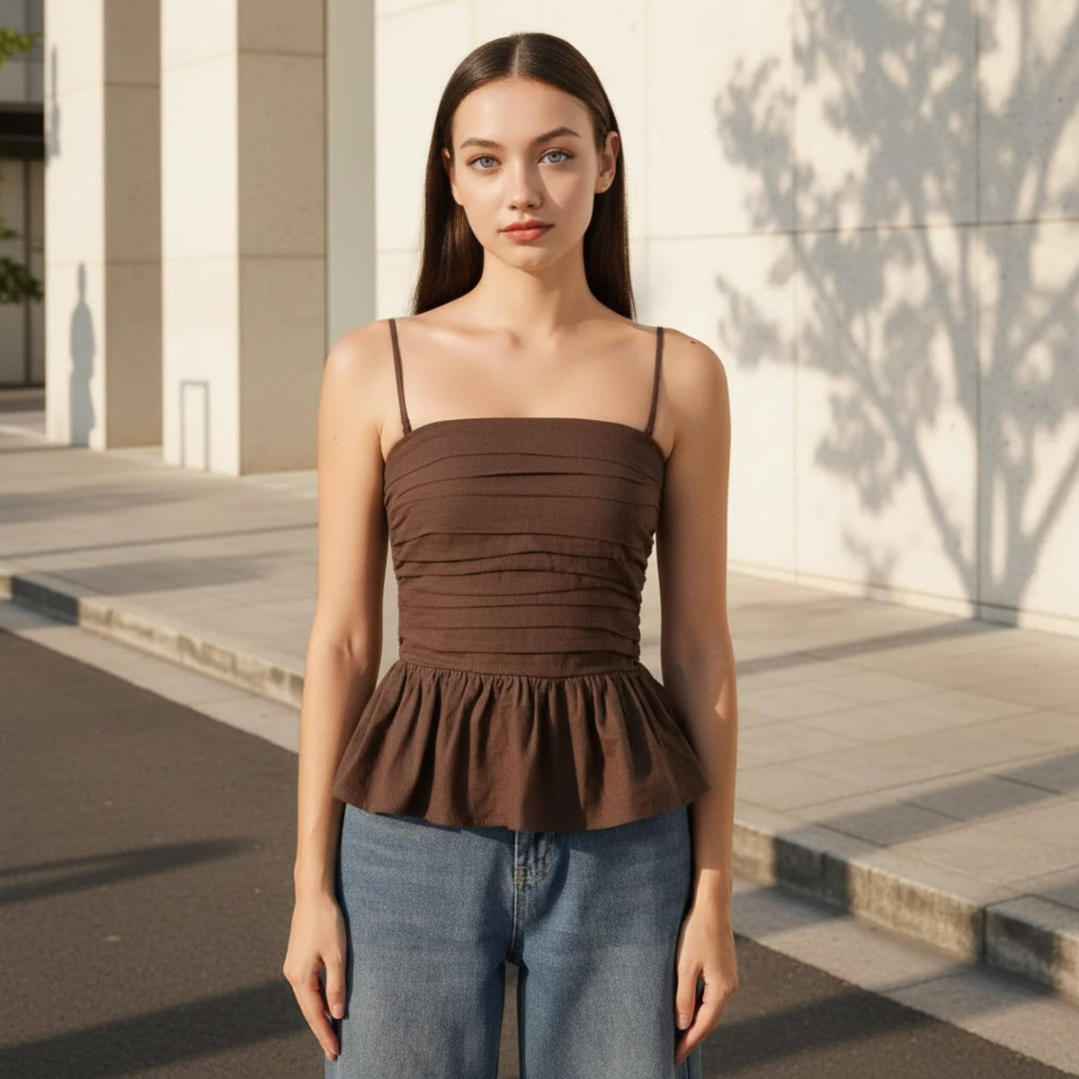 Linen Strapless Peplum Top, Peplum Tube Top
