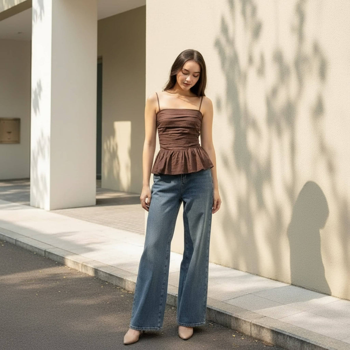Linen Strapless Peplum Top, Peplum Tube Top