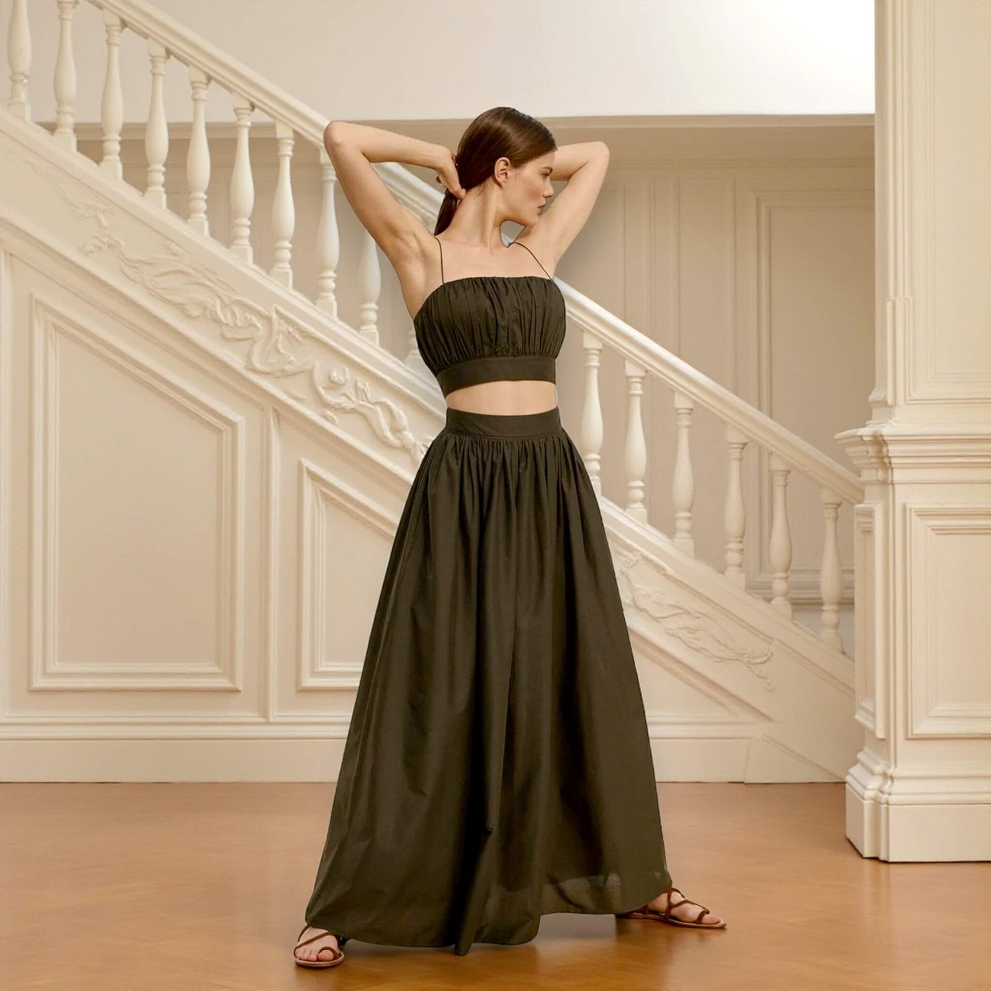 Linen Strappy Crop Top, Cropped Linen Cami Top