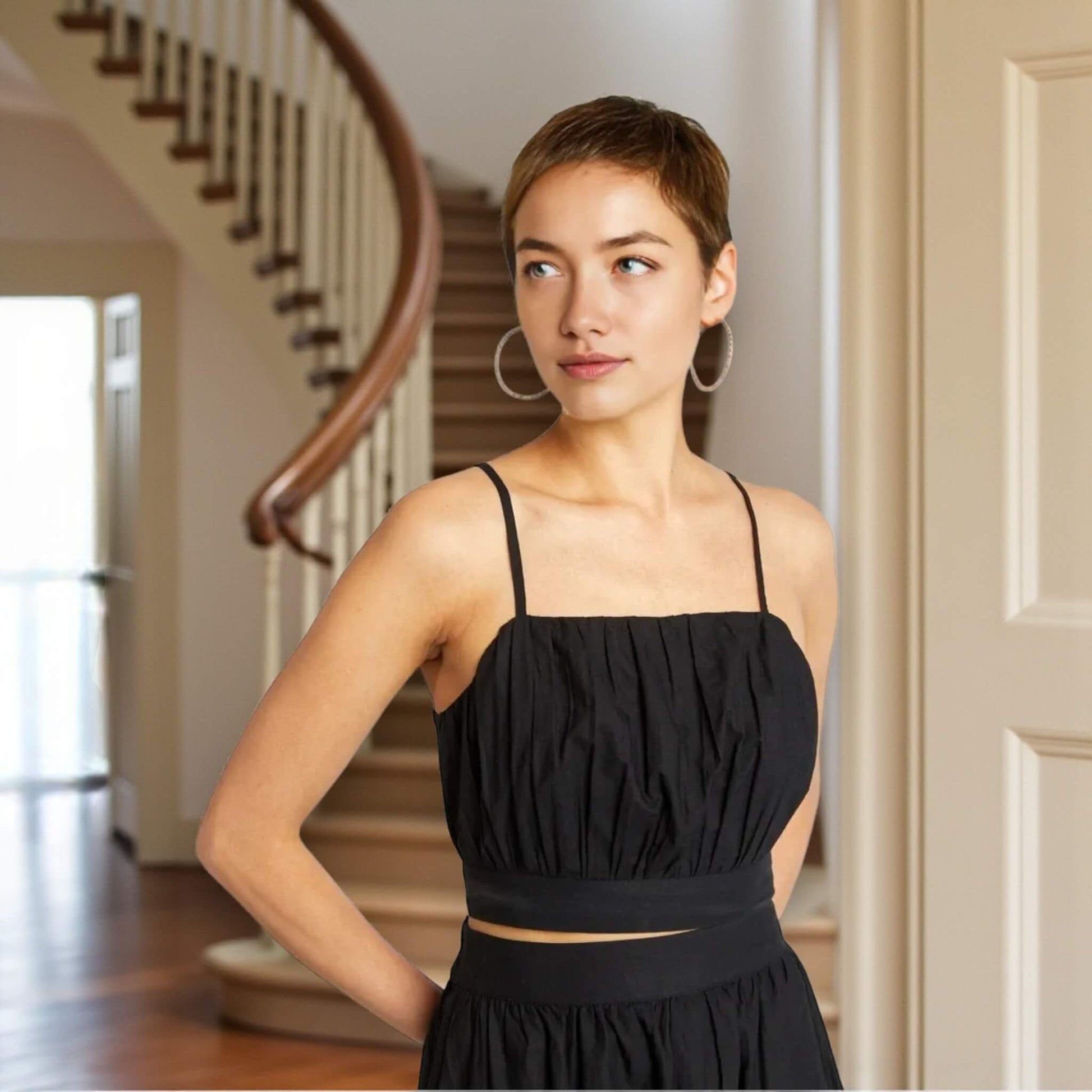 Linen Strappy Crop Top, Cropped Linen Cami Top